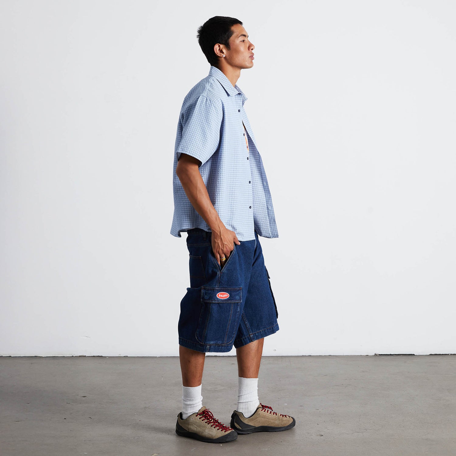 HUF (ハフ) Worldwide JP /T-SHIRTS(Tシャツ)/ STUCK ON YOU PLAID SHIRT商品 / ICE BLUE