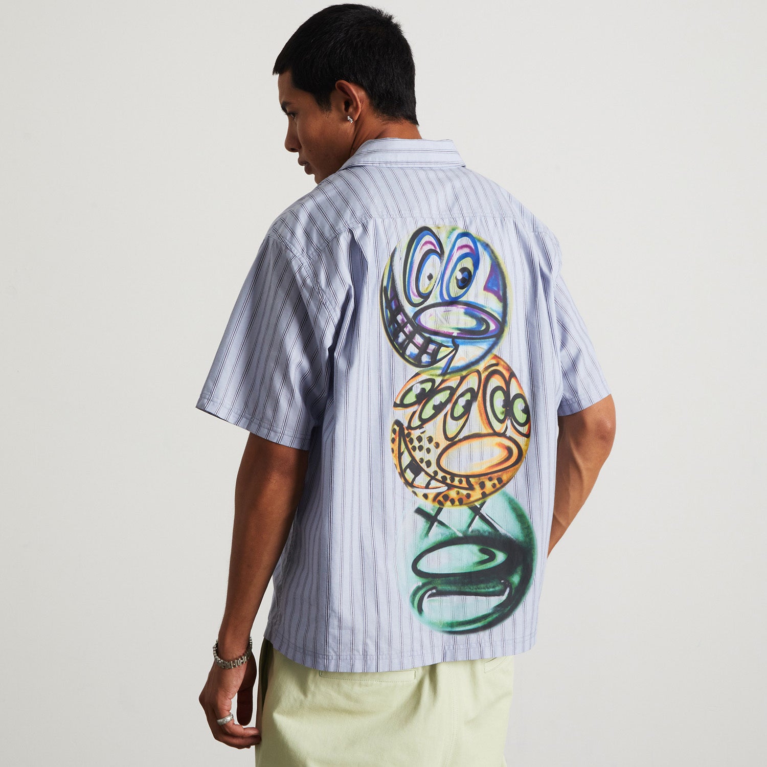 HUF (ハフ) Worldwide JP /TOPS & SHIRTS(トップス&シャツ)/ KENNY SCHARF TELEVISION STRIPE SHIRT商品 / MULTI