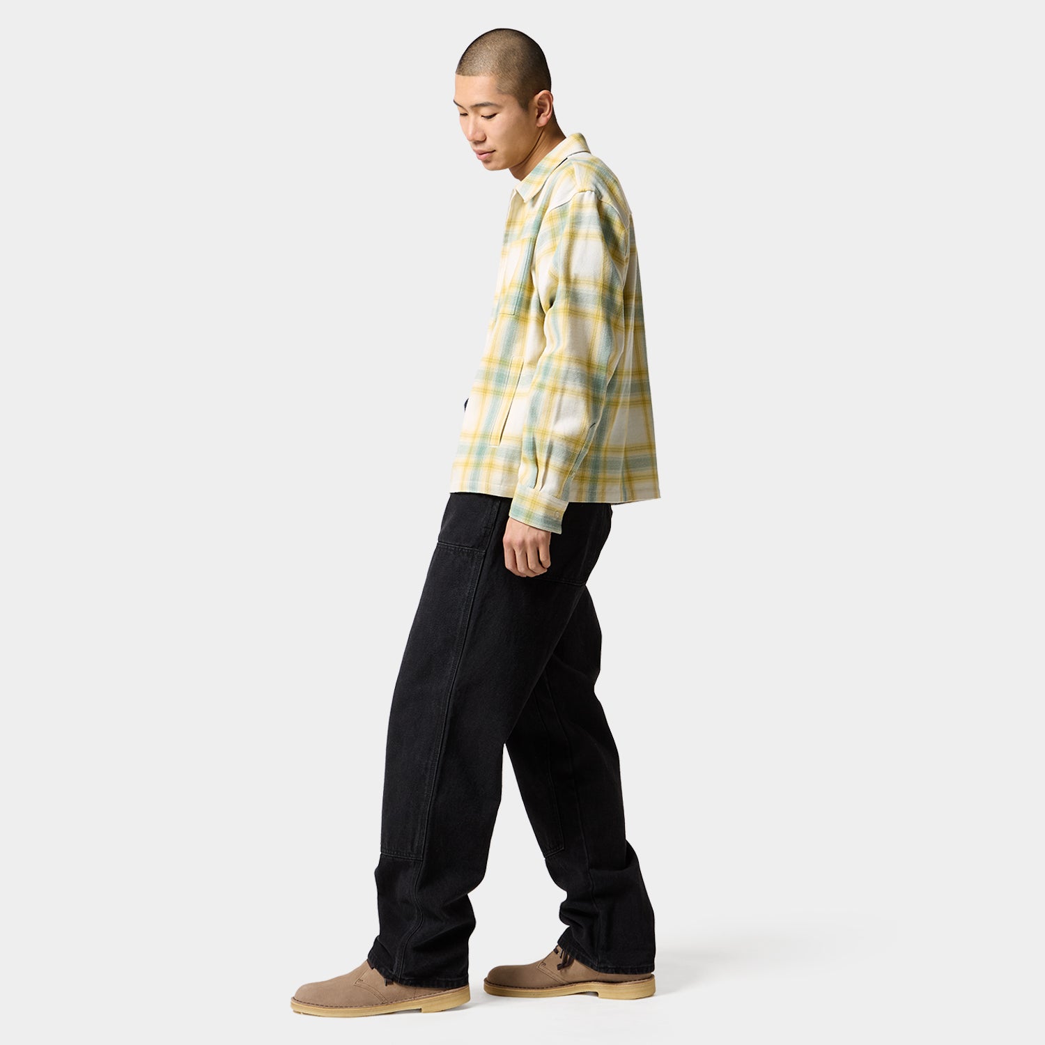 HUF (ハフ) Worldwide JP /TOPS & SHIRTS(トップス&シャツ)/ 89 OUTLINE PLAID ZIP SHIRT商品 / BLACK