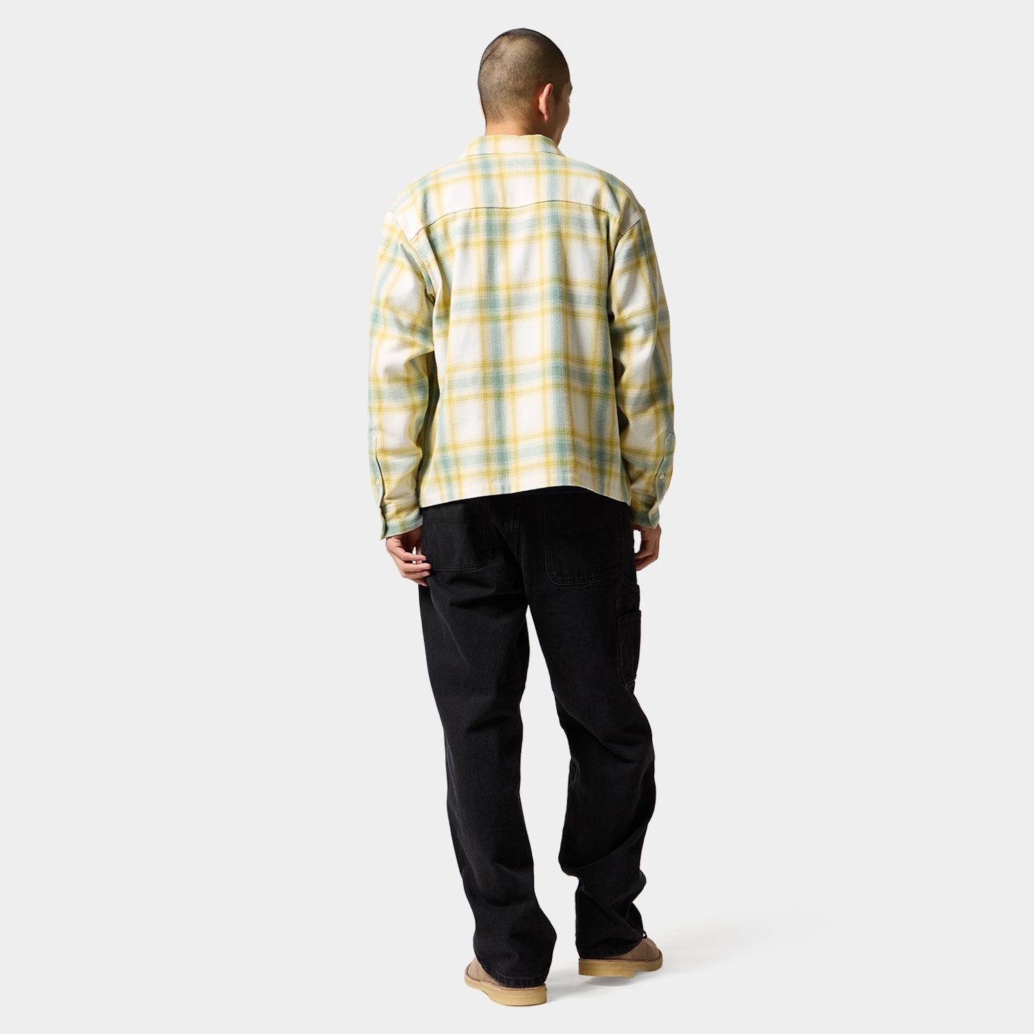 HUF (ハフ) Worldwide JP /TOPS & SHIRTS(トップス&シャツ)/ 89 OUTLINE PLAID ZIP SHIRT商品 / BLACK