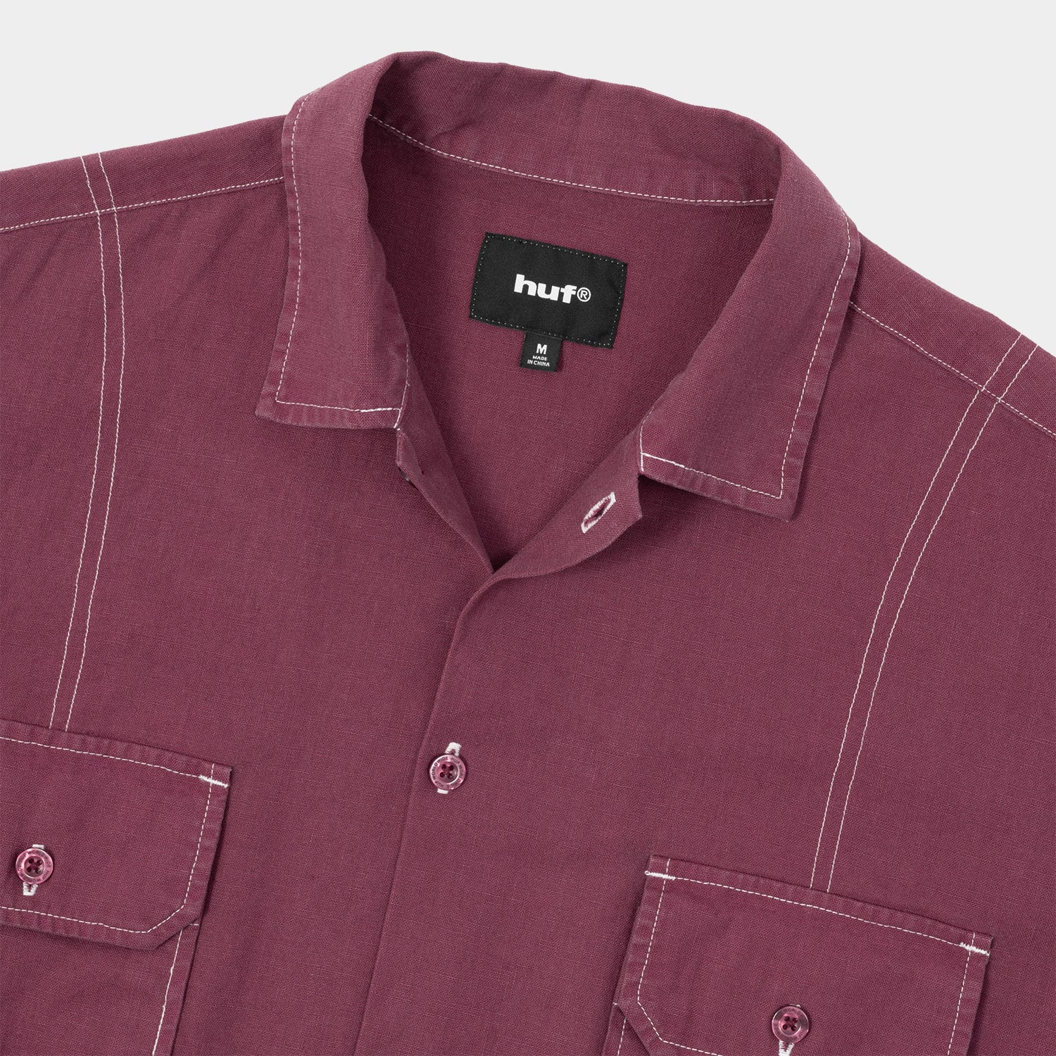 HUF (ハフ) Worldwide JP /TOPS & SHIRTS(トップス&シャツ)/ huf CO-OP CONTRAST DYED SHIRT商品 / BURGUNDY