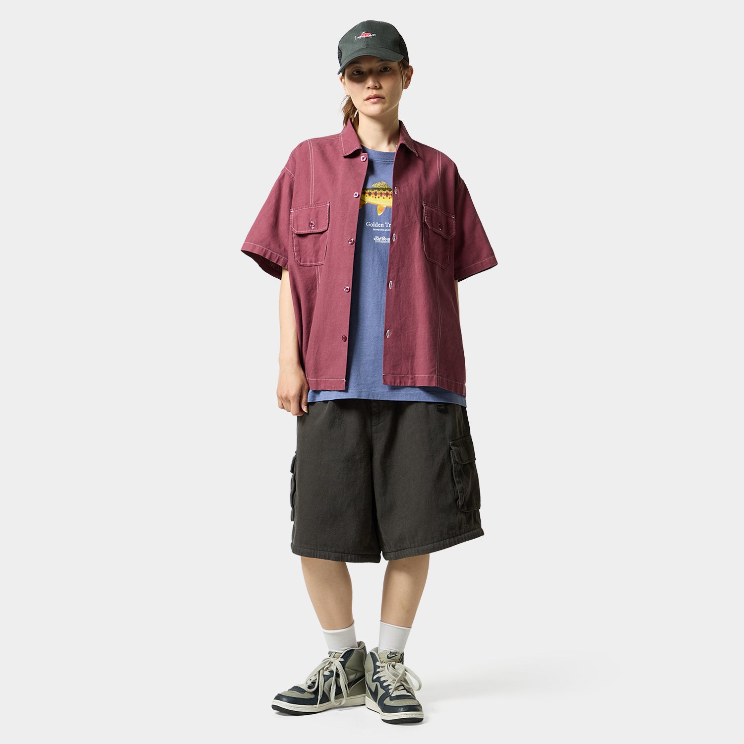 HUF (ハフ) Worldwide JP /TOPS & SHIRTS(トップス&シャツ)/ huf CO-OP CONTRAST DYED SHIRT商品 / BURGUNDY