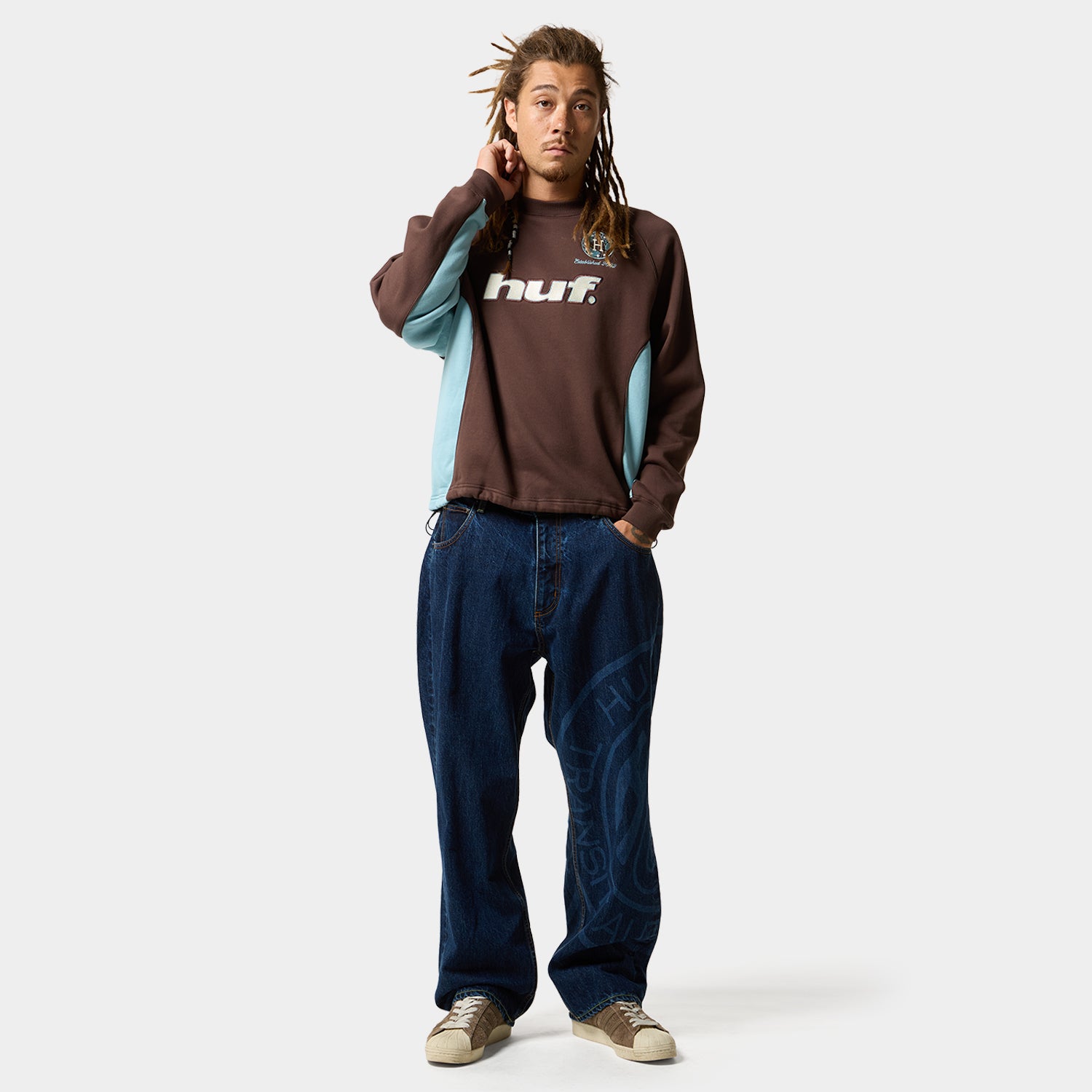 HUF (ハフ) Worldwide JP /SWEATSHIRTS(スウェットシャツ)/ LUX DRAWCORD CREW商品 / BLACK