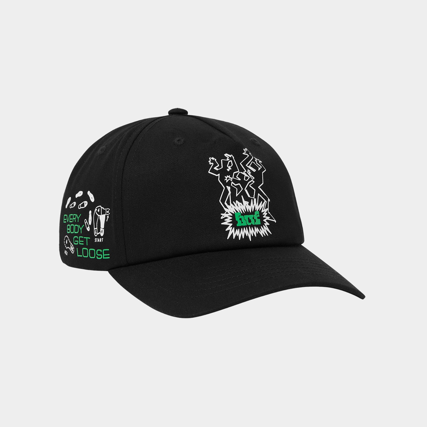 HUF (ハフ) Worldwide JP /HATS & BEANIES(ハット&ビーニー)/ EVERYBODY GET LOOSE SNAPBACK商品 / BLACK