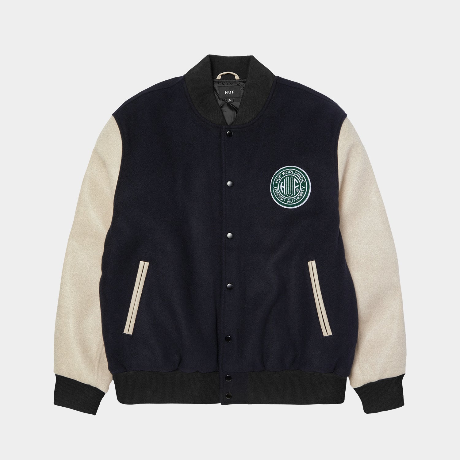 HUF (ハフ) Worldwide JP /JACKETS(ジャケット)/ GLOBAL TRANSIT VARSITY JACKET商品 / NAVY