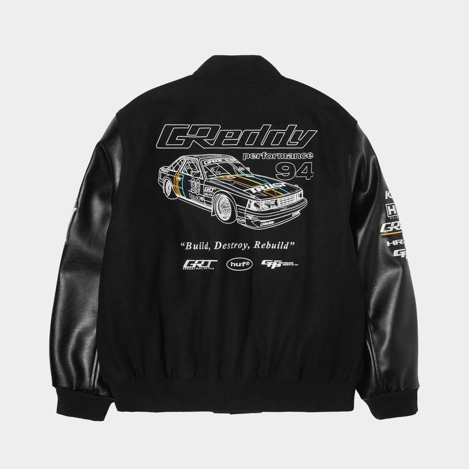 HUF (ハフ) Worldwide JP /JACKETS(ジャケット)/ HUF X GREDDY VARSITY JACKET商品 / BLACK