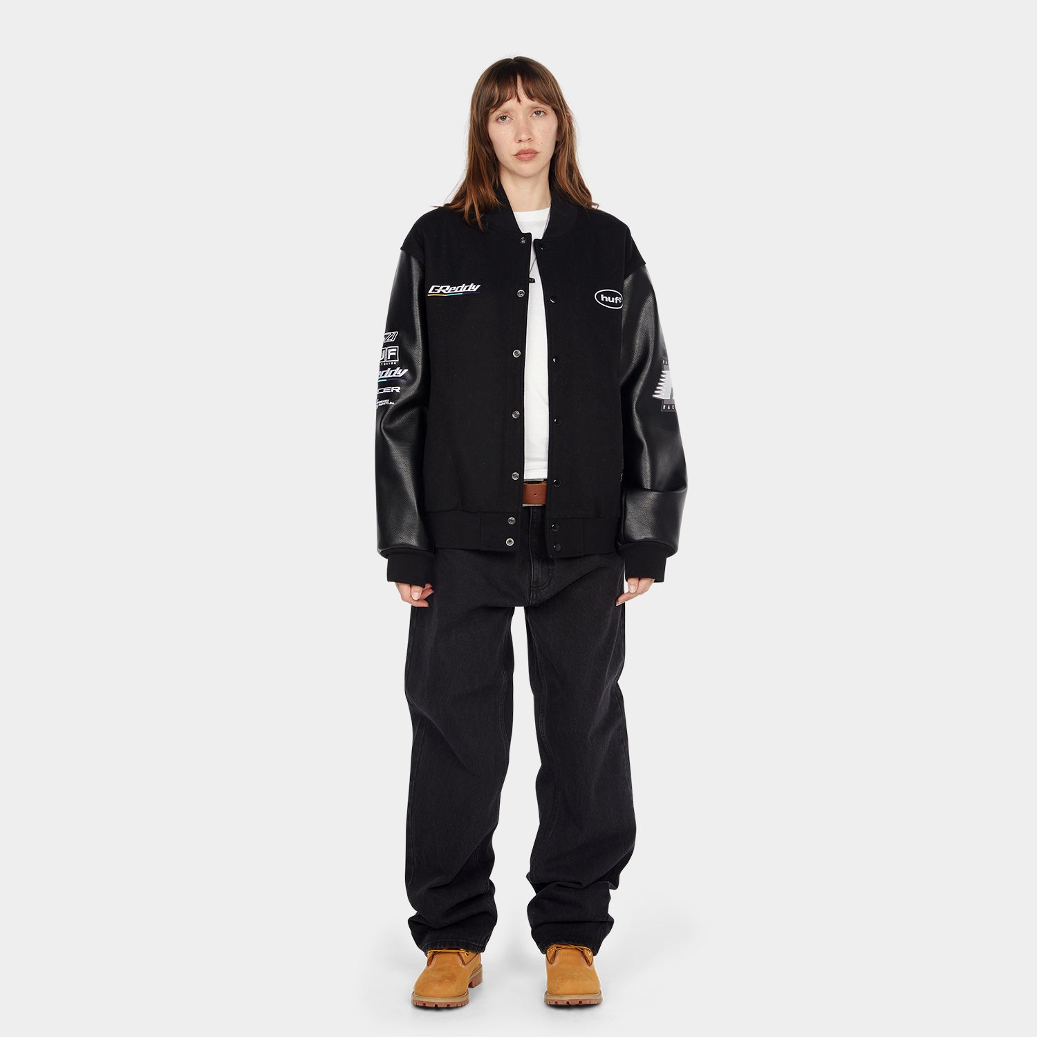 HUF (ハフ) Worldwide JP /JACKETS(ジャケット)/ HUF X GREDDY VARSITY JACKET商品 / BLACK