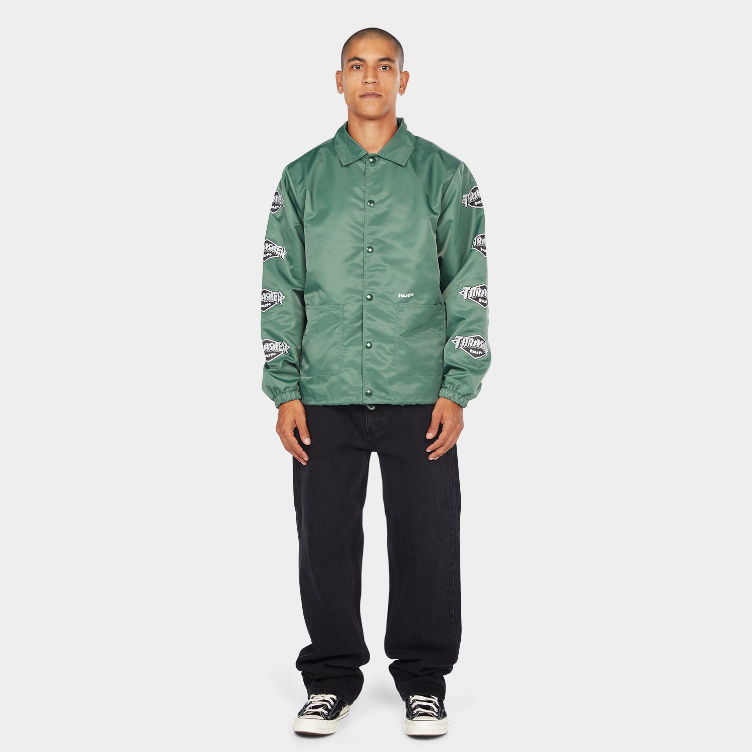 HUF (ハフ) Worldwide JP /JACKETS(ジャケット)/ HUF X THRASHER LOGO JACKET商品 / FOREST GREEN