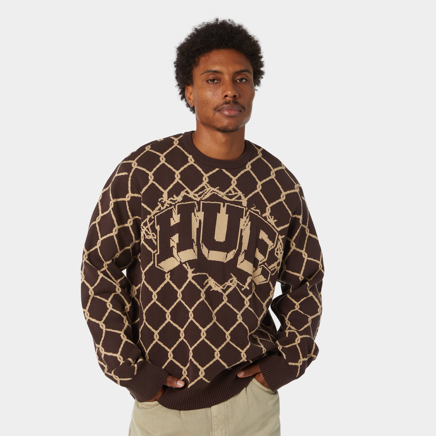 HUF (ハフ) Worldwide JP /KNITS & SWEATERS(ニット&セーター)/ BREAKTHROUGH CREWNECK SWEATER商品 / BISON