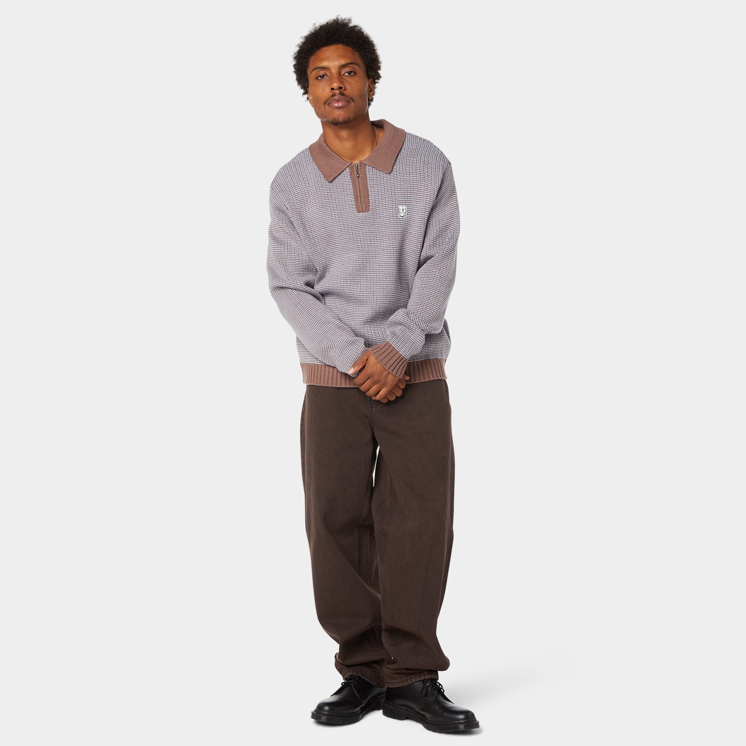 HUF (ハフ) Worldwide JP /KNITS & SWEATERS(ニット&セーター)/ MEGABLAST TWO TONE WAFFLE SWEATER商品 / WASHED BLUE/MOSS
