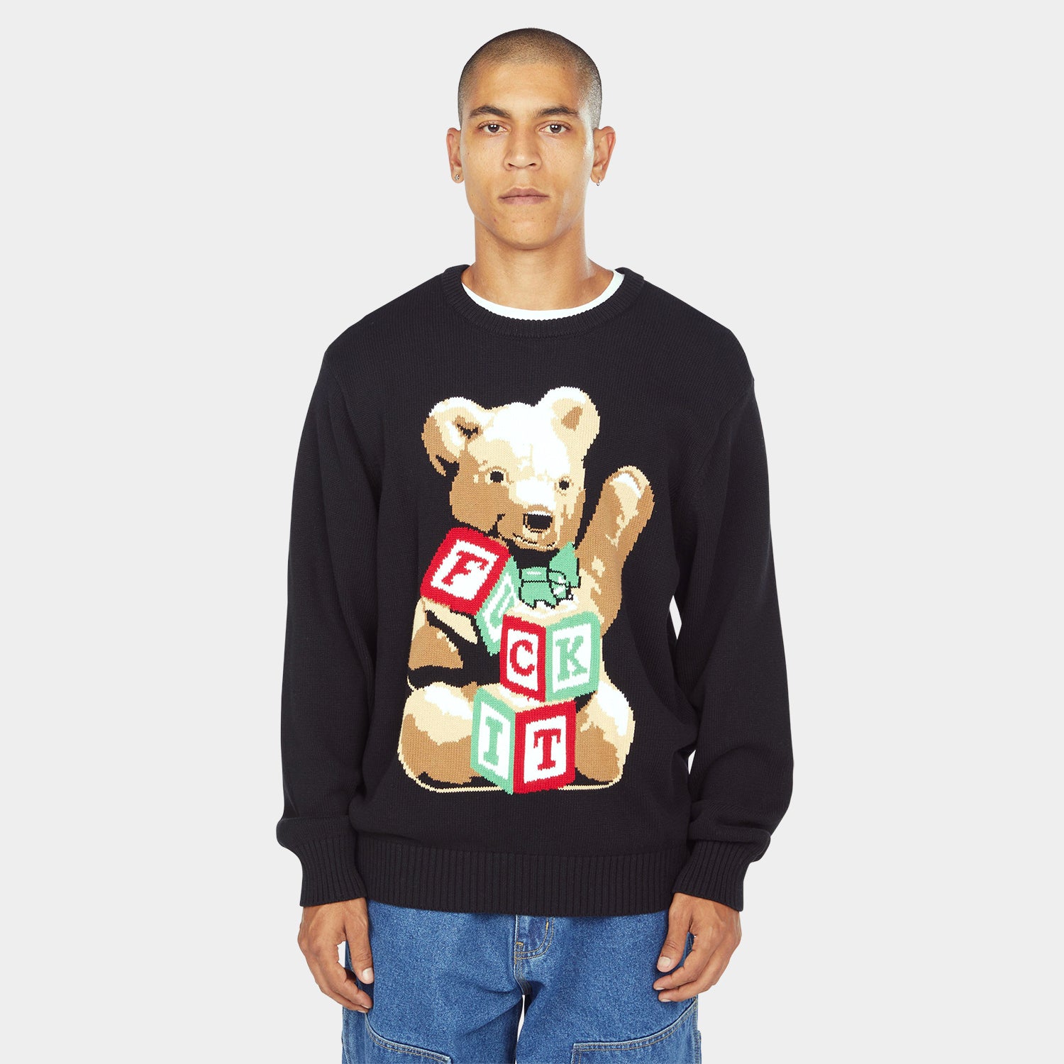 HUF (ハフ) Worldwide JP /KNITS & SWEATERS(ニット&セーター)/ GIFT BEAR INTARSIA SWEATER商品 / BLACK