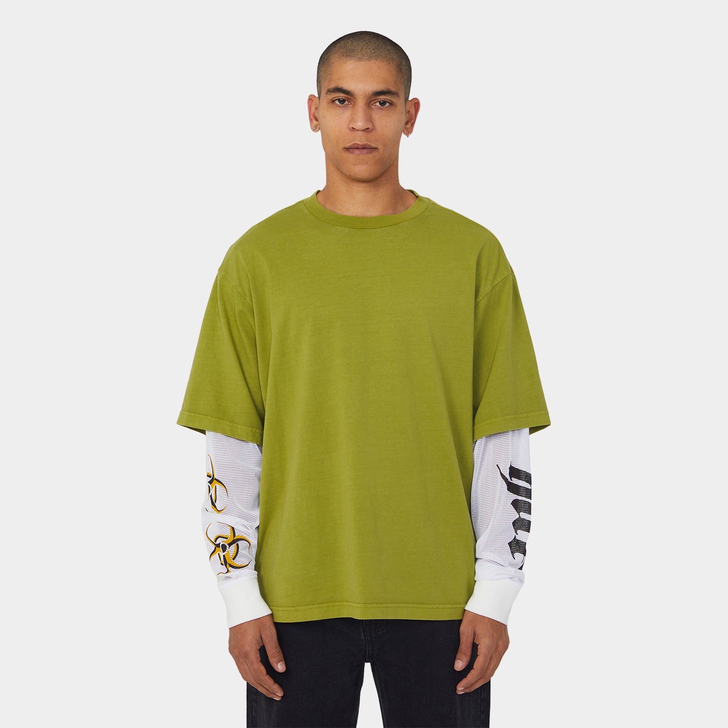 HUF (ハフ) Worldwide JP /TOPS & SHIRTS(トップス&シャツ)/ LEON LS DOUBLE LAYER TOP商品 / ACID GREEN