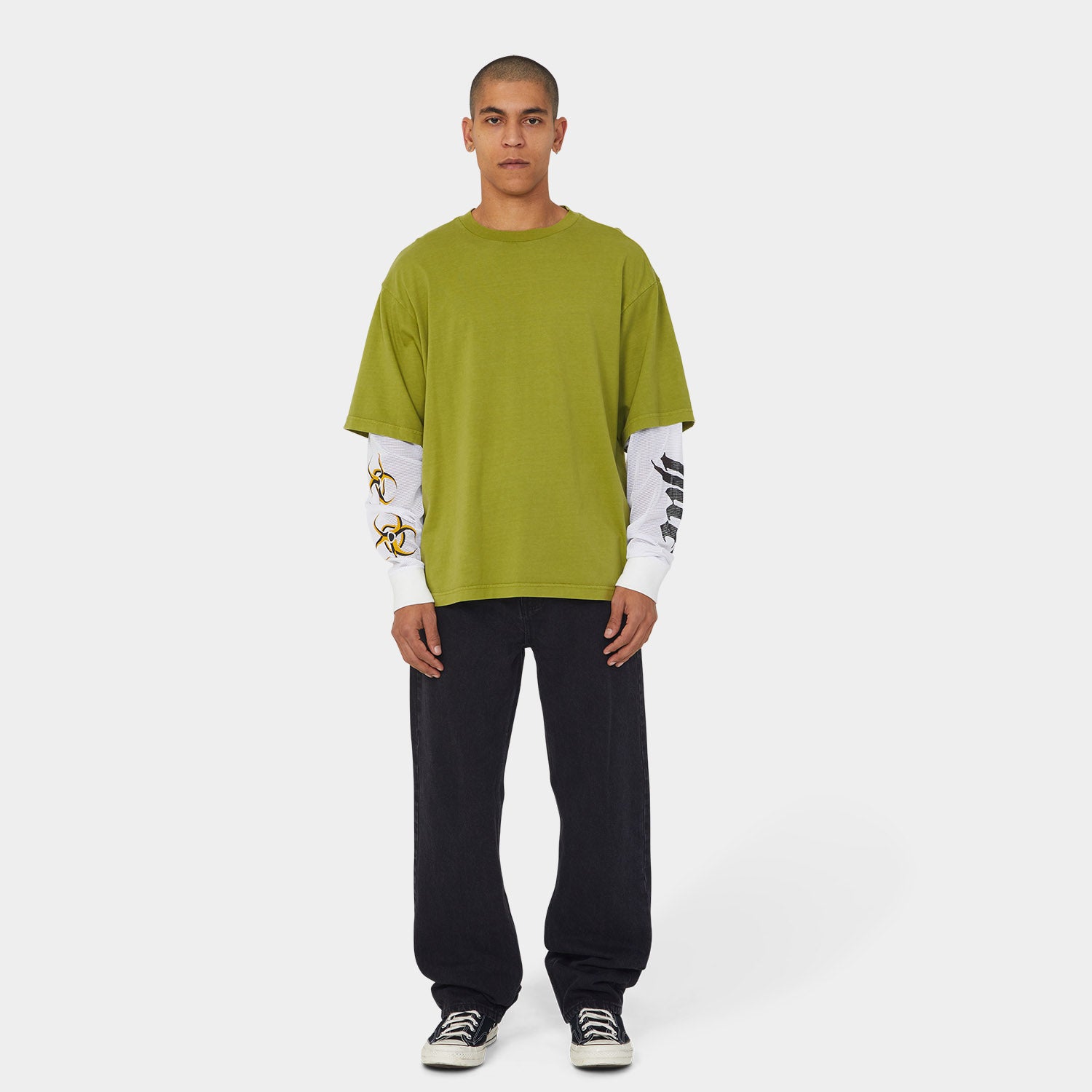 HUF (ハフ) Worldwide JP /TOPS & SHIRTS(トップス&シャツ)/ LEON LS DOUBLE LAYER TOP商品 / ACID GREEN