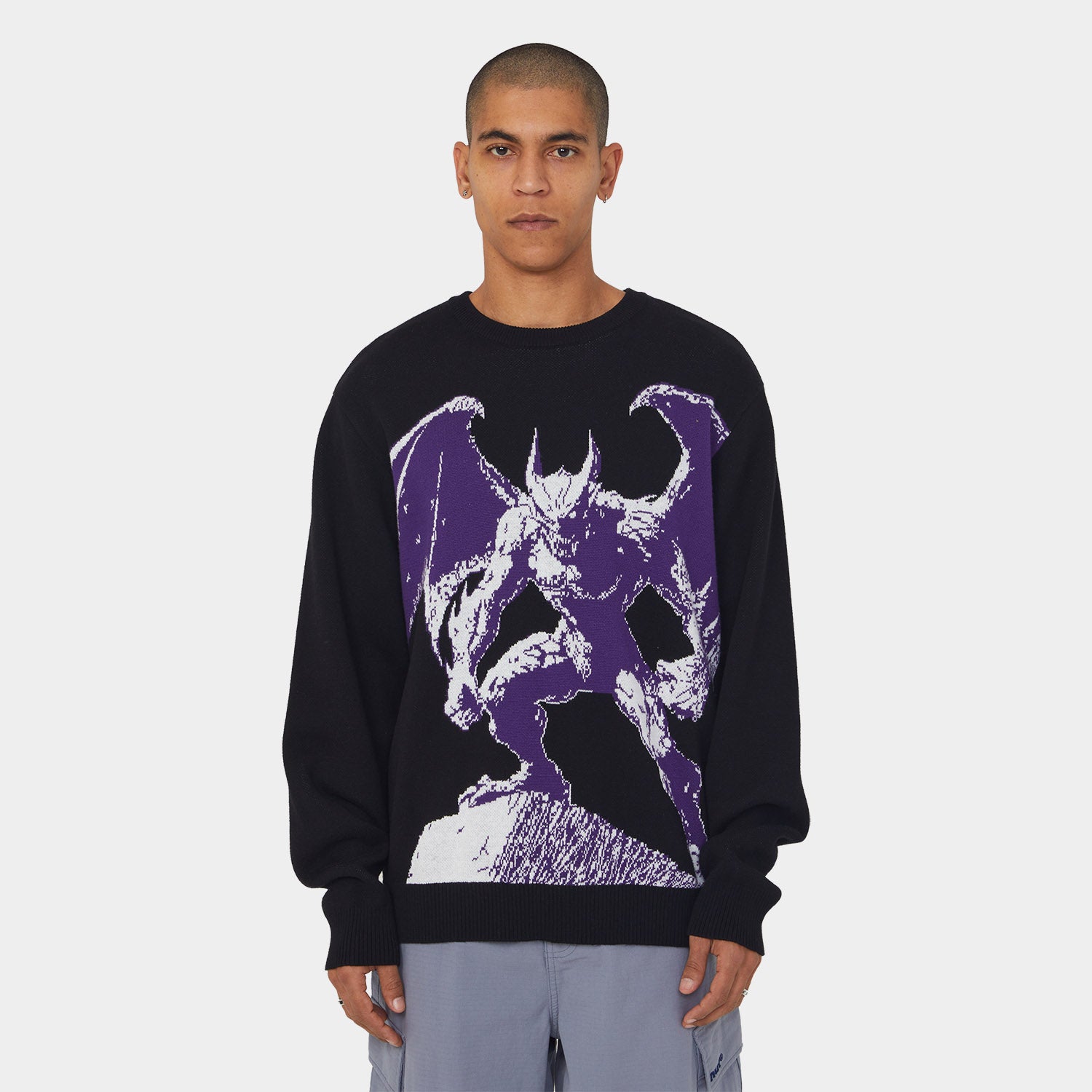 HUF (ハフ) Worldwide JP /KNITS & SWEATERS(ニット&セーター)/ HEAVEN CAN WAIT CREWNECK SWEATER商品 / BLACK