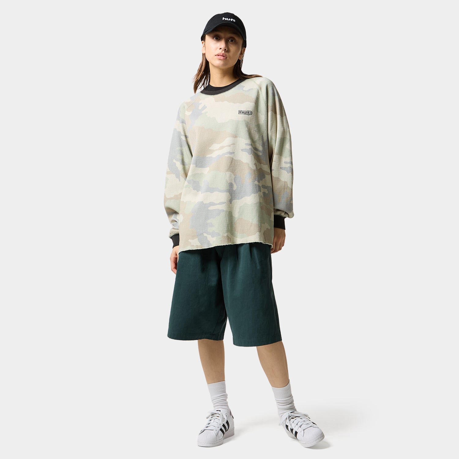 HUF (ハフ) Worldwide JP /TOPS & SHIRTS(トップス&シャツ)/ 89 OUTLINE LS RAGLAN商品 / BLACK