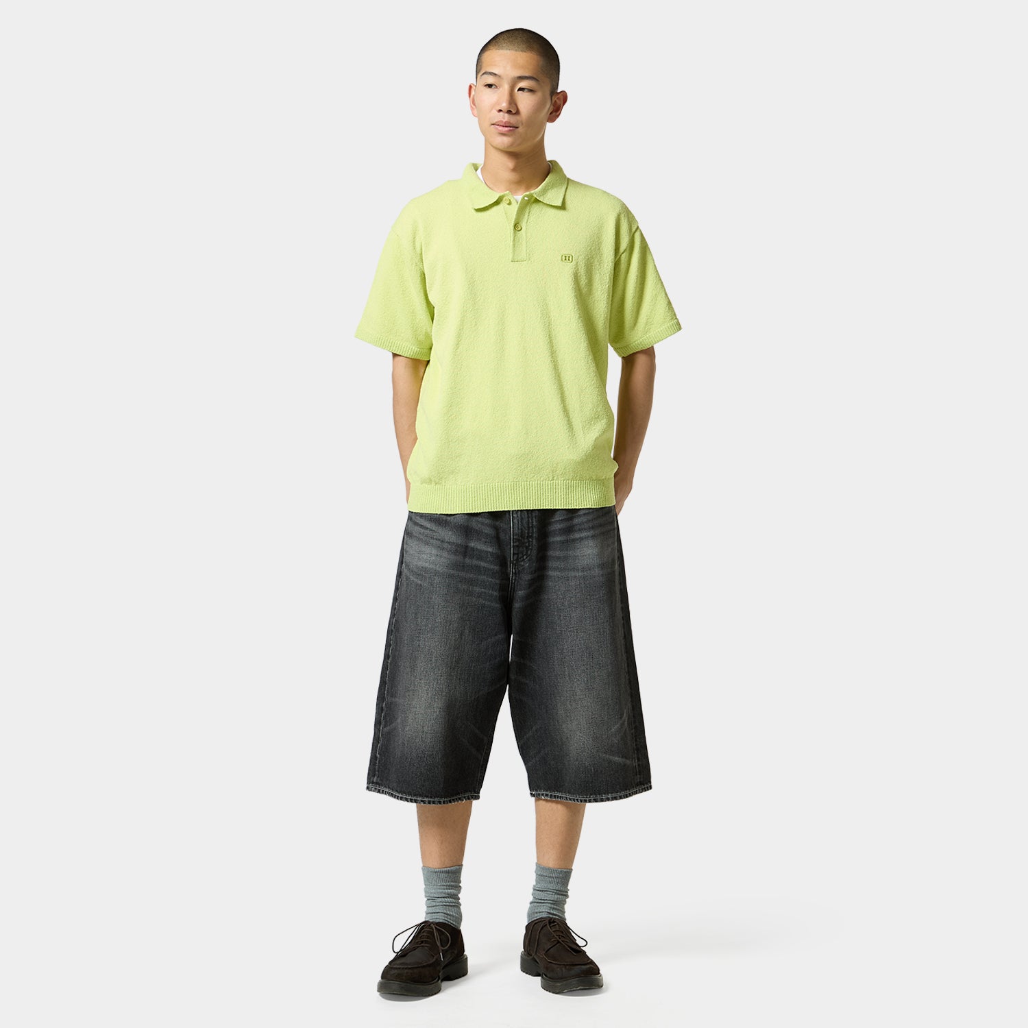 HUF (ハフ) Worldwide JP /TOPS & SHIRTS(トップス&シャツ)/ SERIF H KNIT POLO TOP商品 / LIME