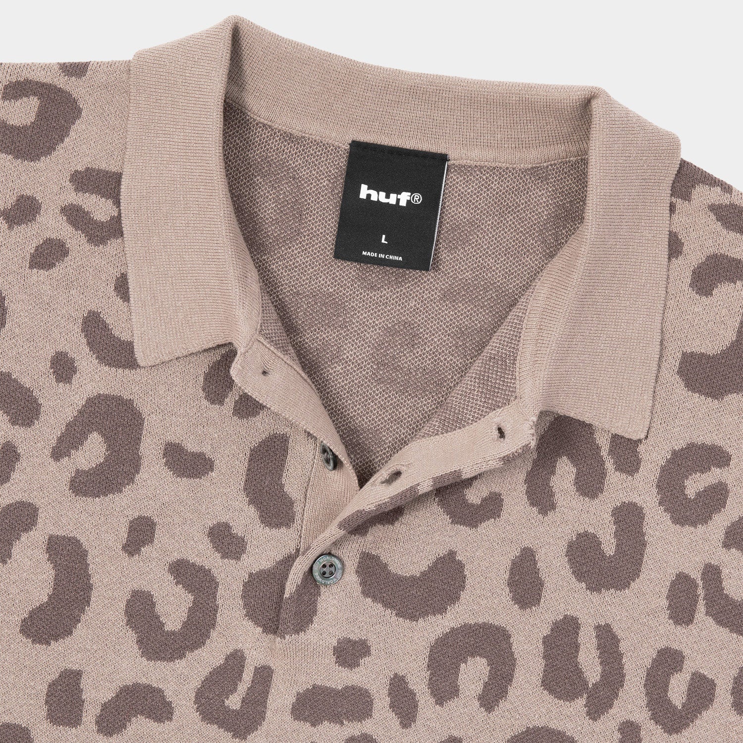 HUF (ハフ) Worldwide JP /TOPS & SHIRTS(トップス&シャツ)/ huf CO-OP CHUNKY CHEETAH KNIT POLO商品 / BEIGE