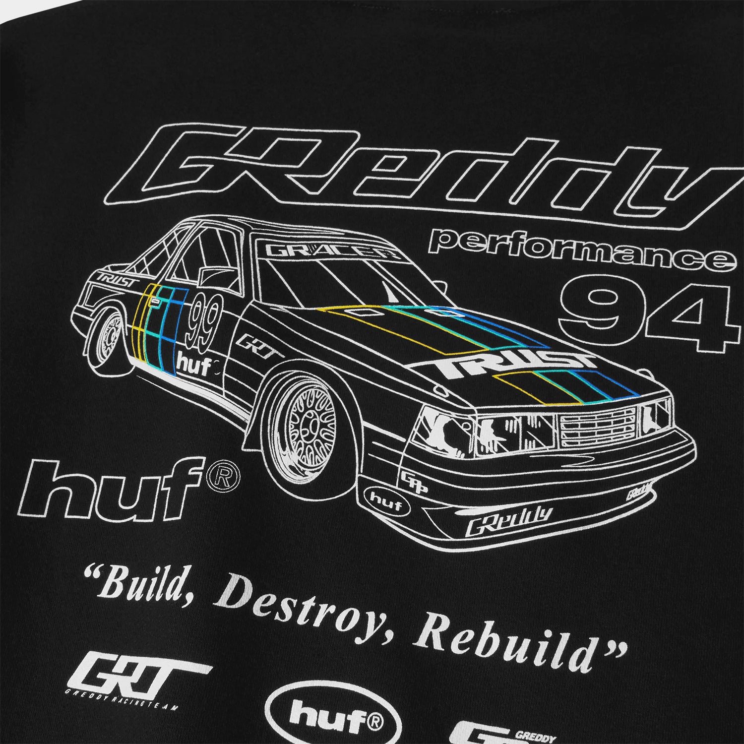 HUF (ハフ) Worldwide JP /SWEATSHIRTS(スウェットシャツ)/ HUF X GREDDY RETRO MOD CREW商品 / BLACK