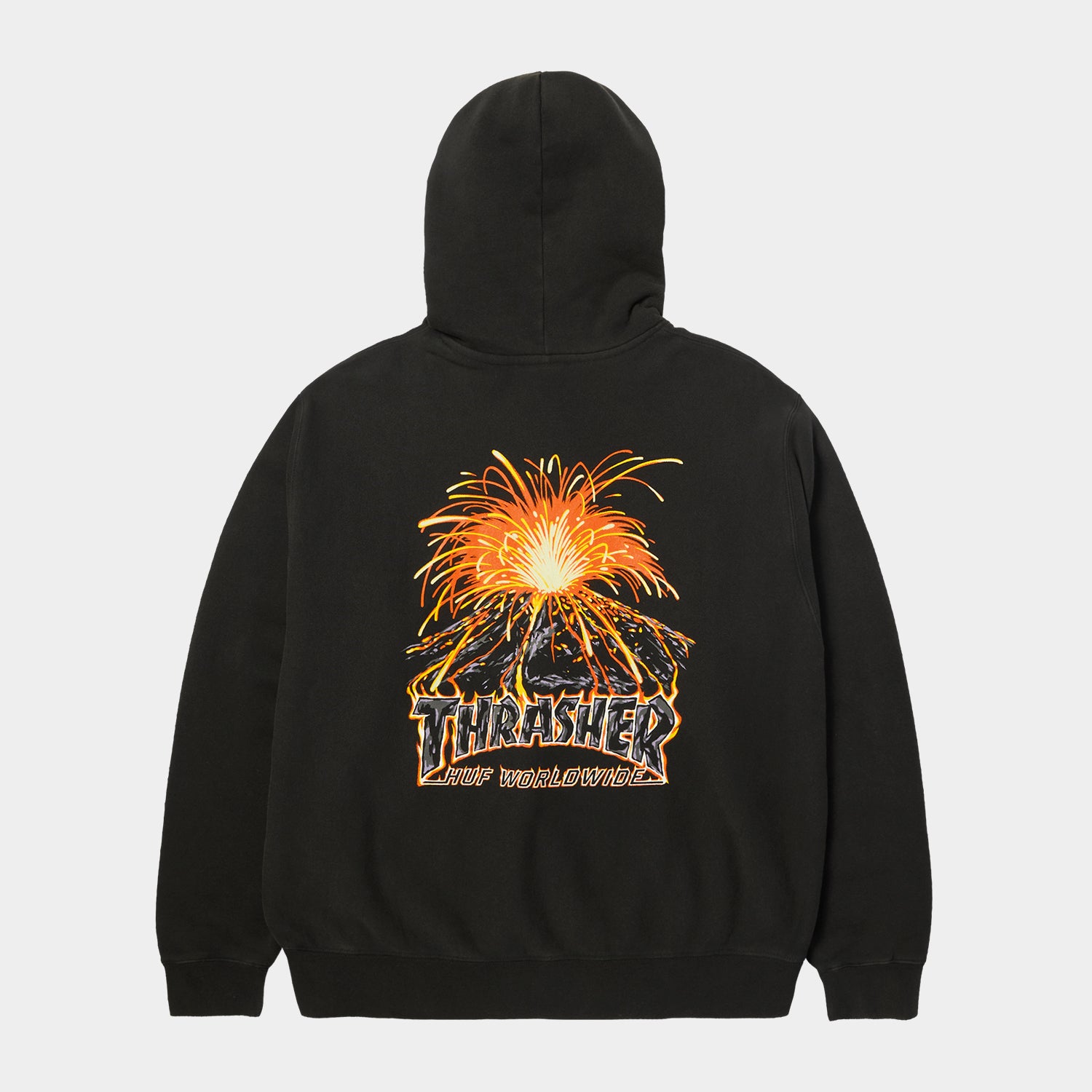 HUF (ハフ) Worldwide JP /HOODIES(パーカー)/ HUF X THRASHER MELTDOWN HEAVYWEIGHT HOODIE商品 / WASHED BLACK