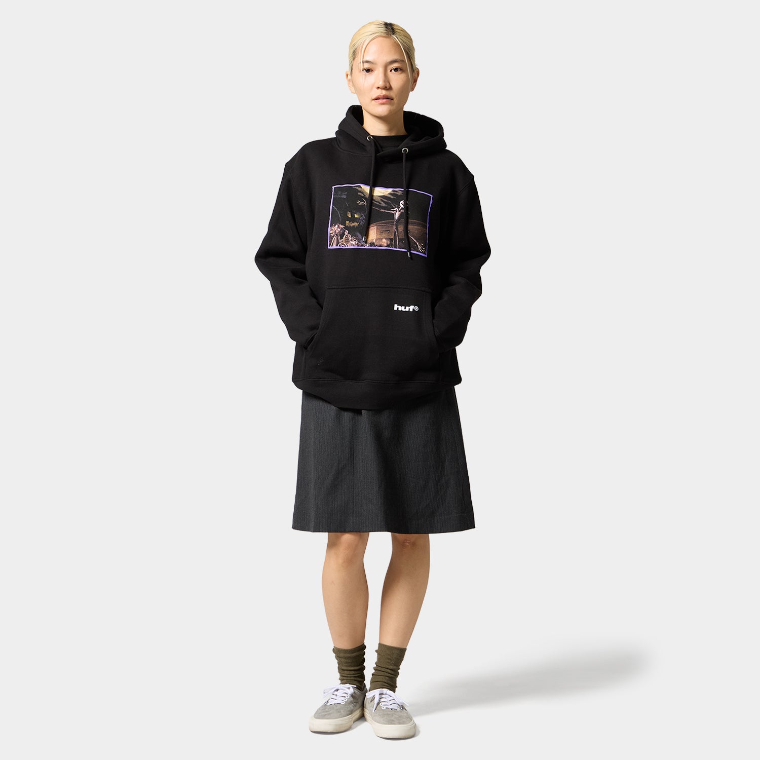 HUF (ハフ) Worldwide JP /HOODIES(パーカー)/ HUF X NIGHTMARE BEFORE CHRISTMAS JACK TOWN MEETING HOODIE商品 / BLACK
