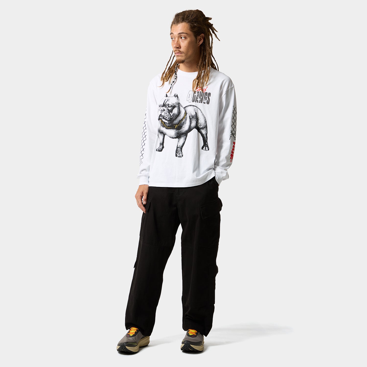 HUF (ハフ) Worldwide JP /T-SHIRTS(Tシャツ)/ 4 THE DAWGS LS TEE商品 / WHITE