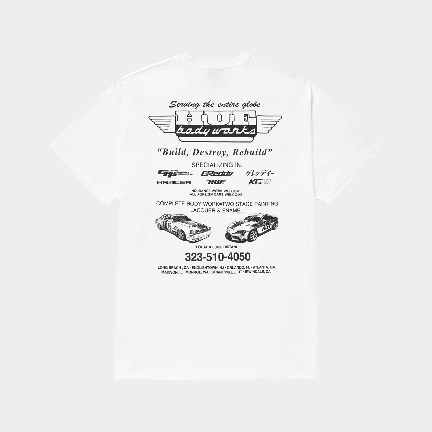 HUF (ハフ) Worldwide JP /T-SHIRTS(Tシャツ)/ HUF X GREDDY BODY WORKS TEE商品 / WHITE