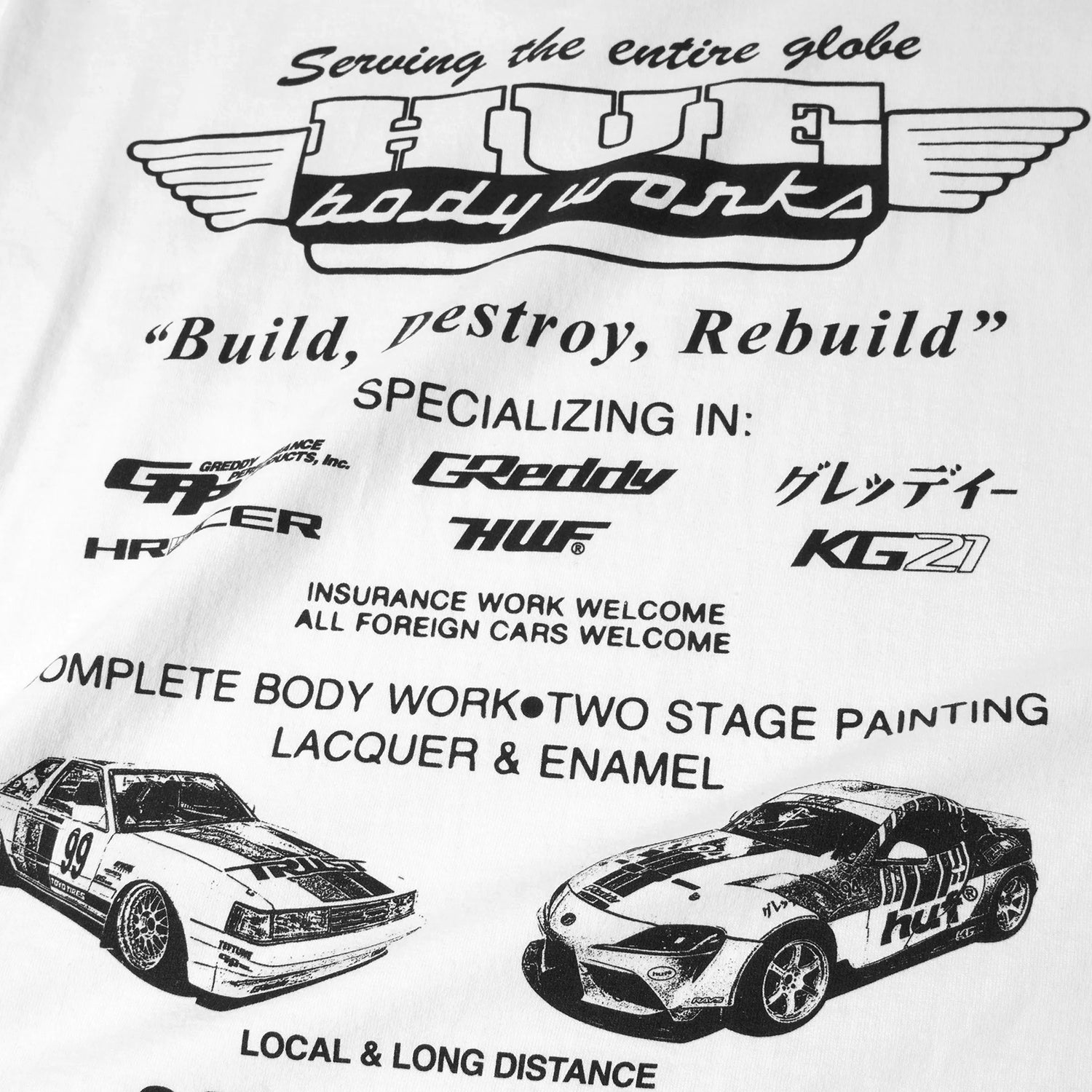 HUF (ハフ) Worldwide JP /T-SHIRTS(Tシャツ)/ HUF X GREDDY BODY WORKS TEE商品 / WHITE