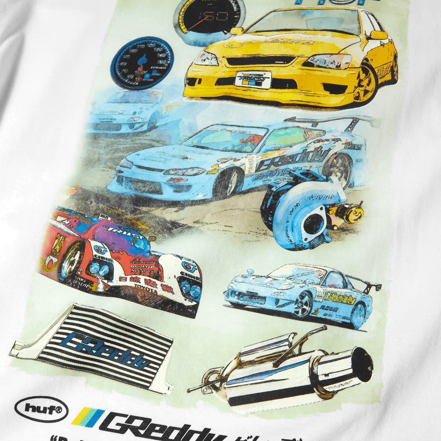 HUF (ハフ) Worldwide JP /T-SHIRTS(Tシャツ)/ HUF X GREDDY PARTS TEE商品 / WHITE