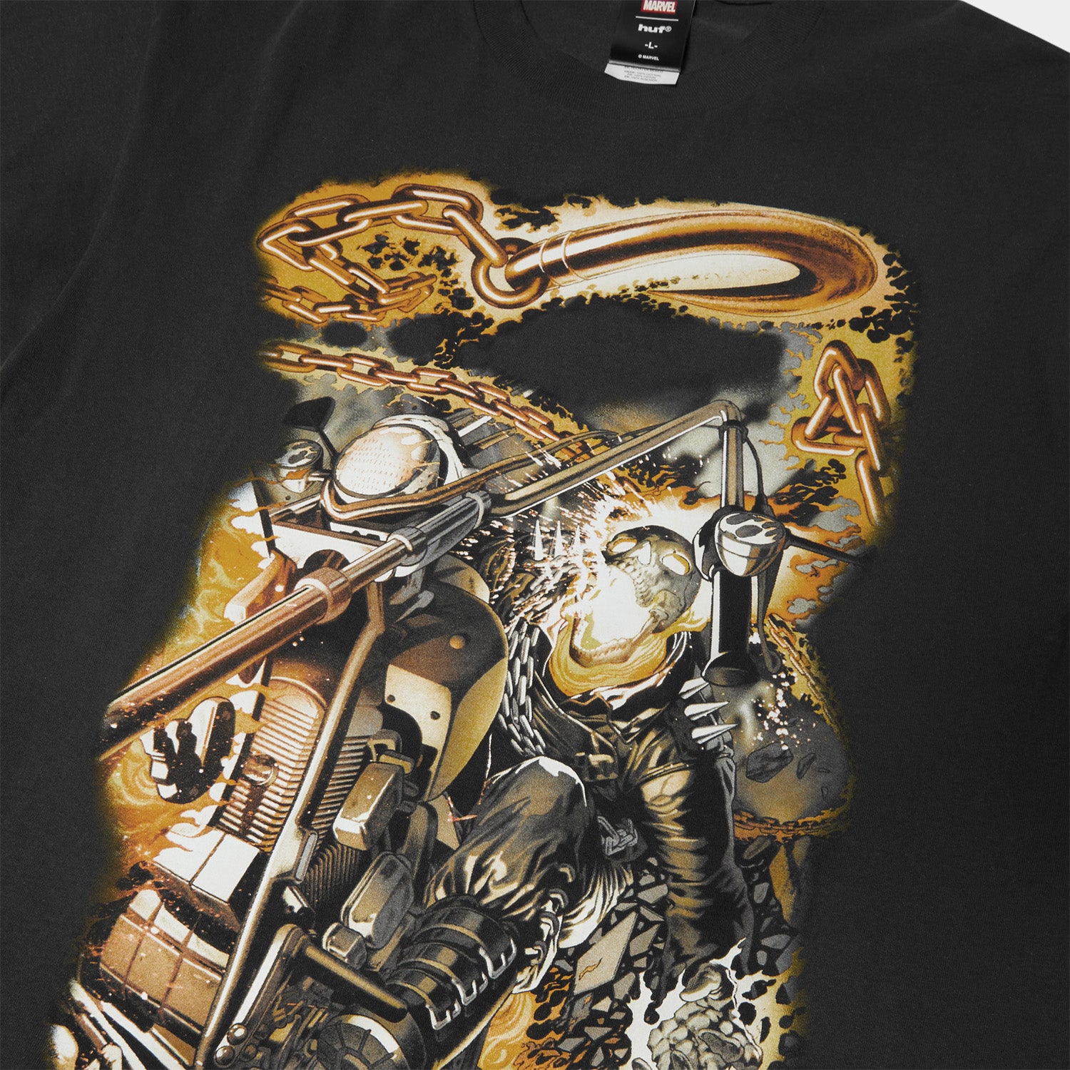HUF (ハフ) Worldwide JP /T-SHIRTS(Tシャツ)/ HUF X MARVEL GHOST RIDER VENGEANCE TEE商品 / WASHED BLACK