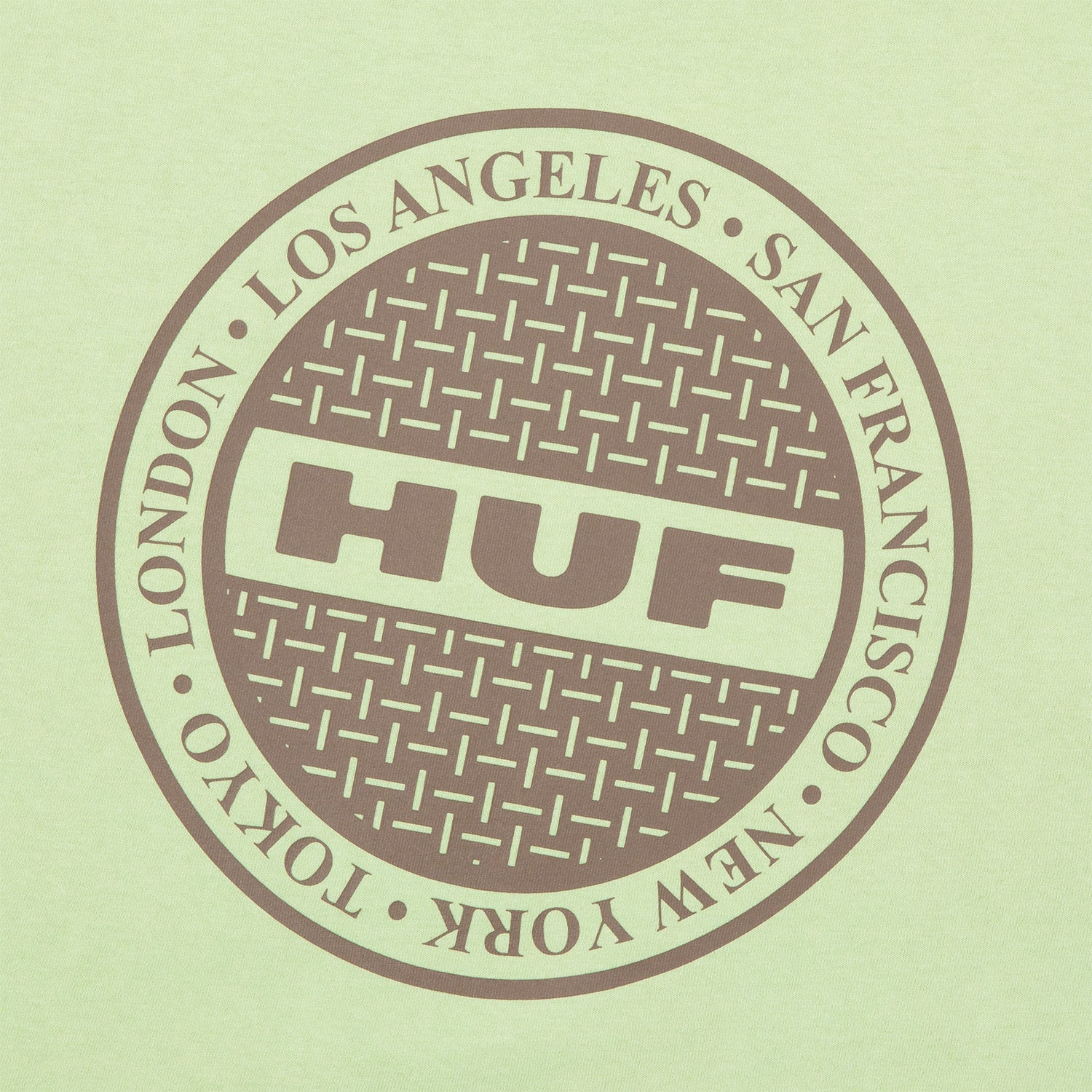 HUF (ハフ) Worldwide JP /T-SHIRTS(Tシャツ)/ MANHOLE LS TEE商品 / WHITE/GREEN