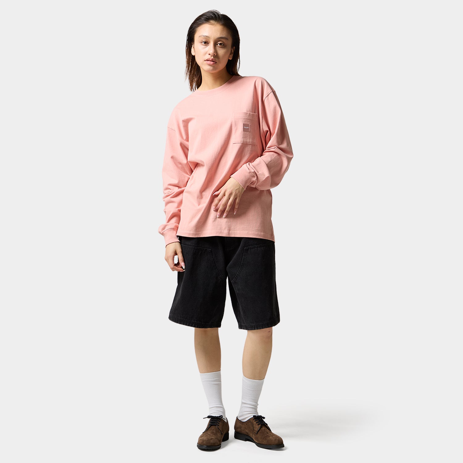 HUF (ハフ) Worldwide JP /T-SHIRTS(Tシャツ)/ BOX LOGO POCKET LS TEE商品 / BLACK