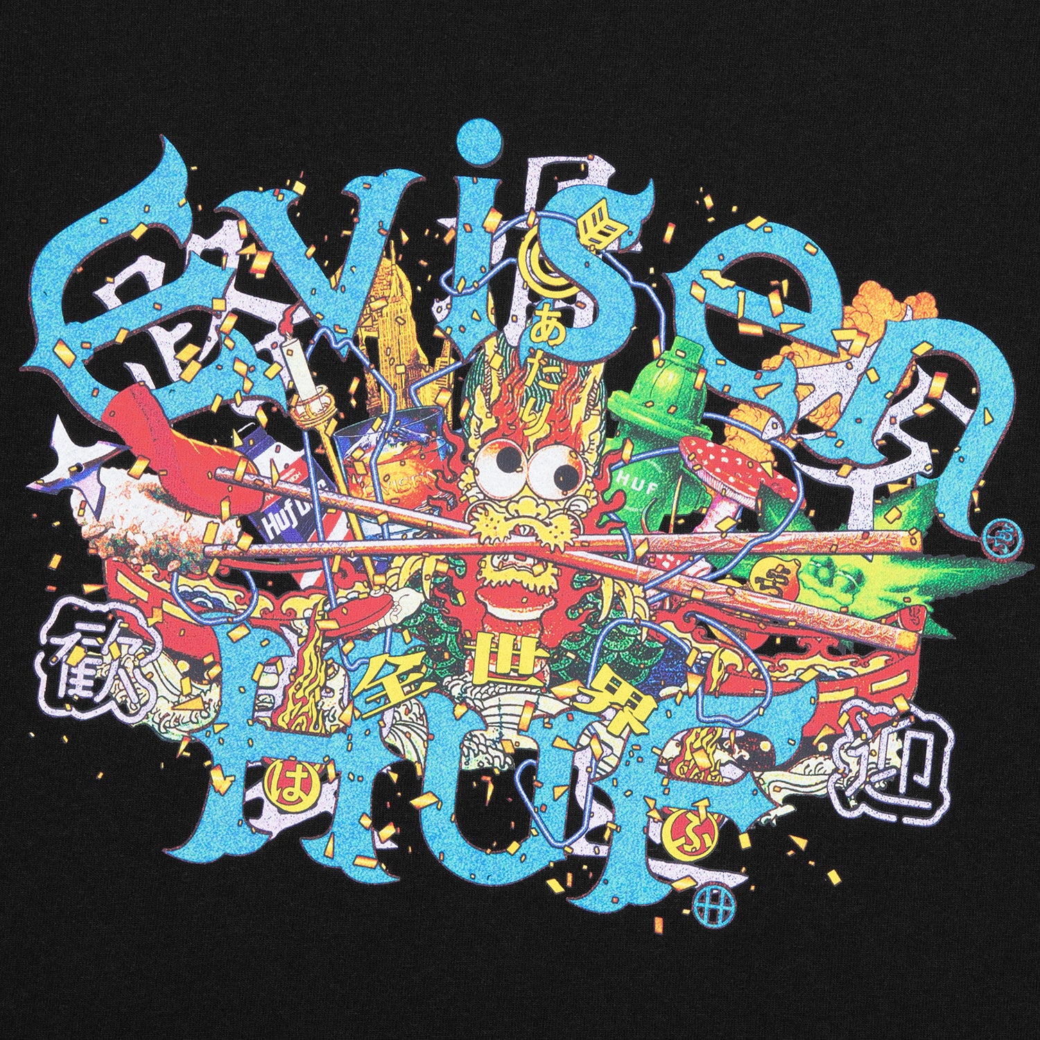 HUF (ハフ) Worldwide JP /T-SHIRTS(Tシャツ)/ HUF X EVISEN SKATEBOARDS DRAGON TEE商品 / BLACK