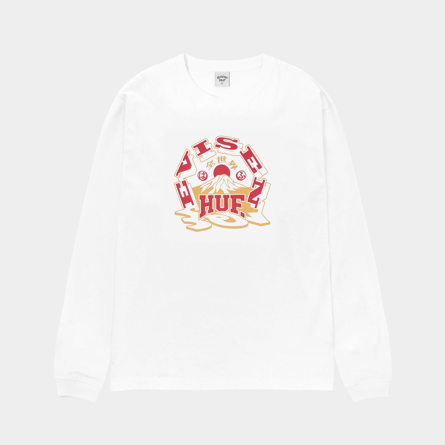 HUF (ハフ) Worldwide JP /T-SHIRTS(Tシャツ)/ HUF X EVISEN SKATEBOARDS HUFUJI LS TEE商品 / WHITE