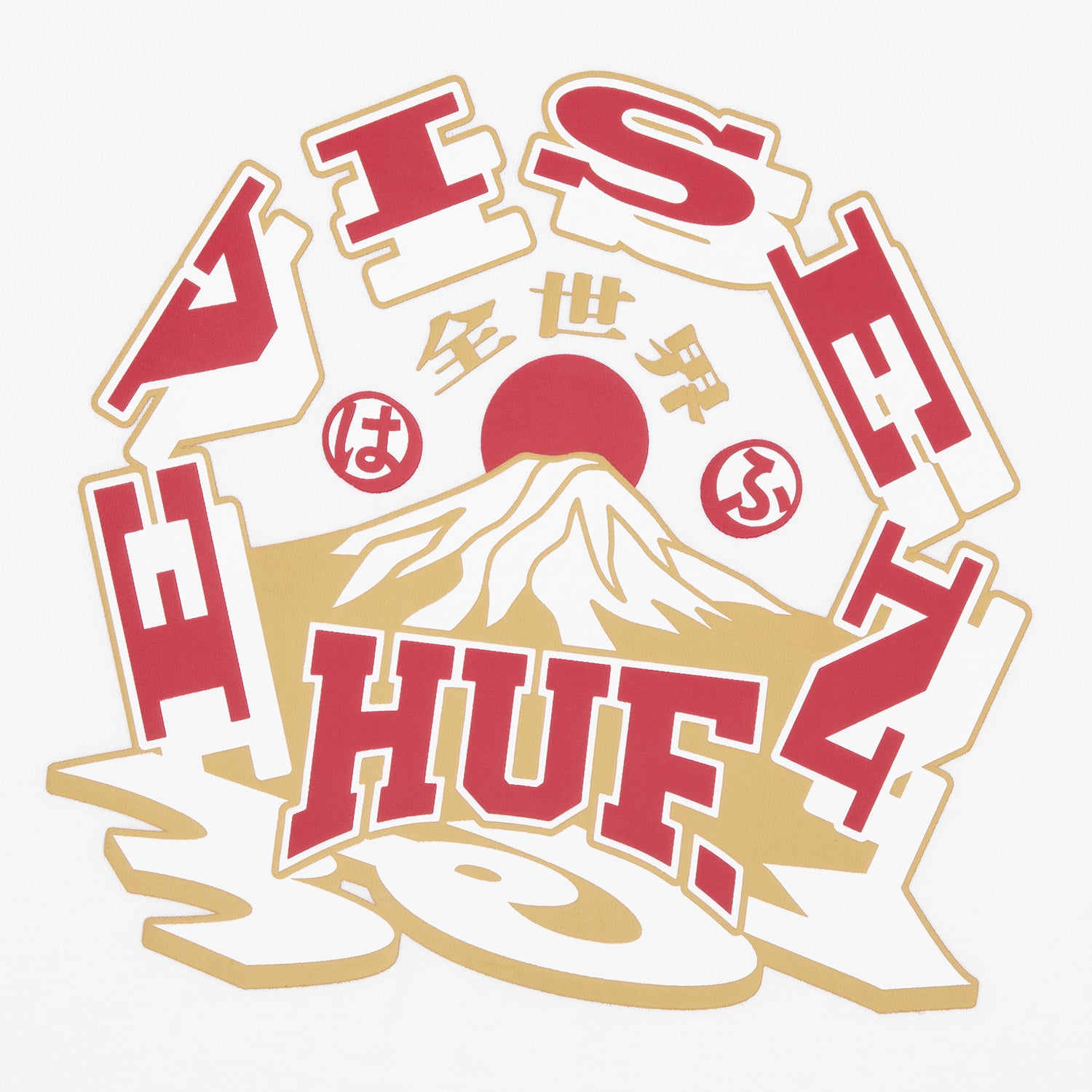 HUF (ハフ) Worldwide JP /T-SHIRTS(Tシャツ)/ HUF X EVISEN SKATEBOARDS HUFUJI LS TEE商品 / WHITE