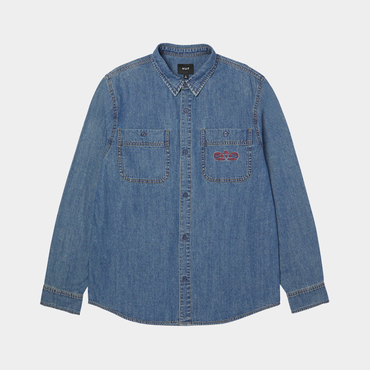 HUF (ハフ) Worldwide JP /TOPS & SHIRTS（トップス&シャツ）/ WORLDWIDE CLOTHIERS DENIM SHIRT商品 / INDIGO