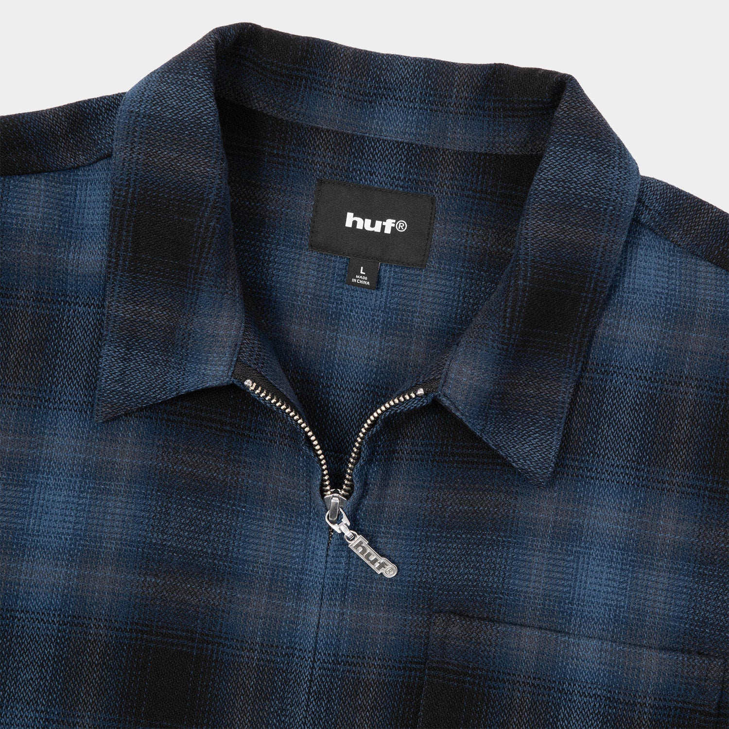 HUF (ハフ) Worldwide JP /TOPS & SHIRTS（トップス&シャツ）/ 89 OUTLINE PLAID ZIP SHIRT商品 / BLACK