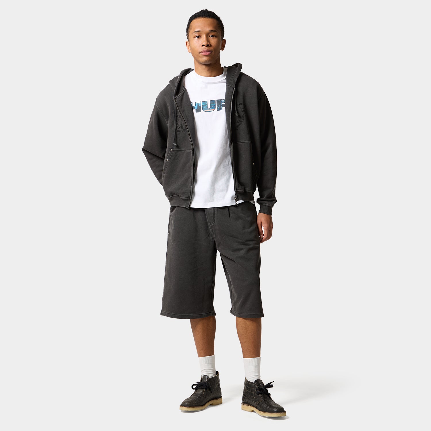 HUF (ハフ) Worldwide JP /HOODIES（パーカー）/ STUDDED FULL ZIP HOODIE商品 / BLACK
