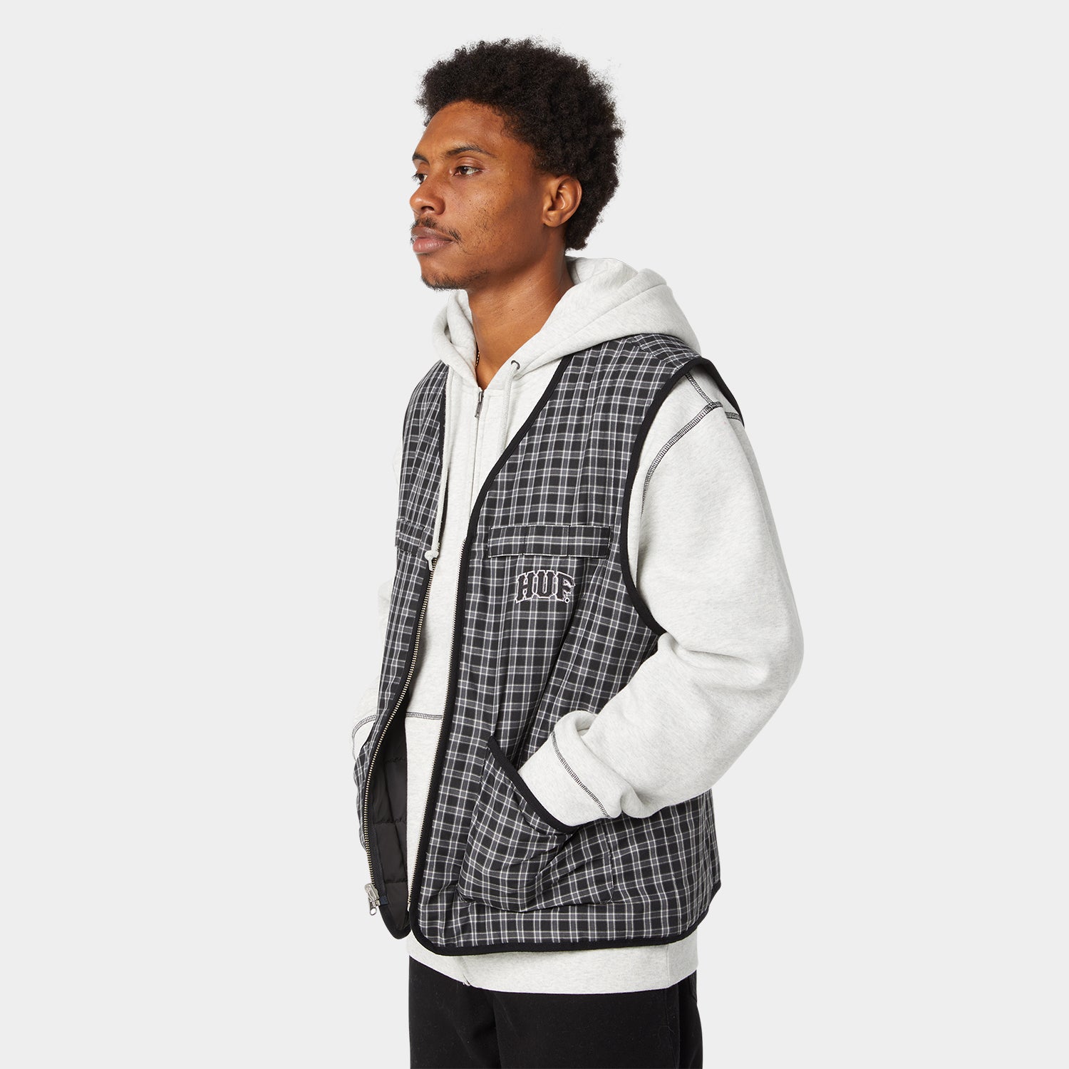 HUF (ハフ) Worldwide JP /JACKETS（ジャケット）/ POYNTER REVERSIBLE VEST商品 / BLACK