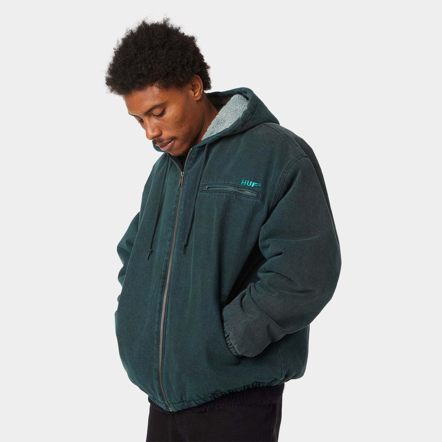 HUF (ハフ) Worldwide JP /JACKETS（ジャケット）/ WHAT A JUNGLE DENIM WORK JACKET商品 / EVERGREEN