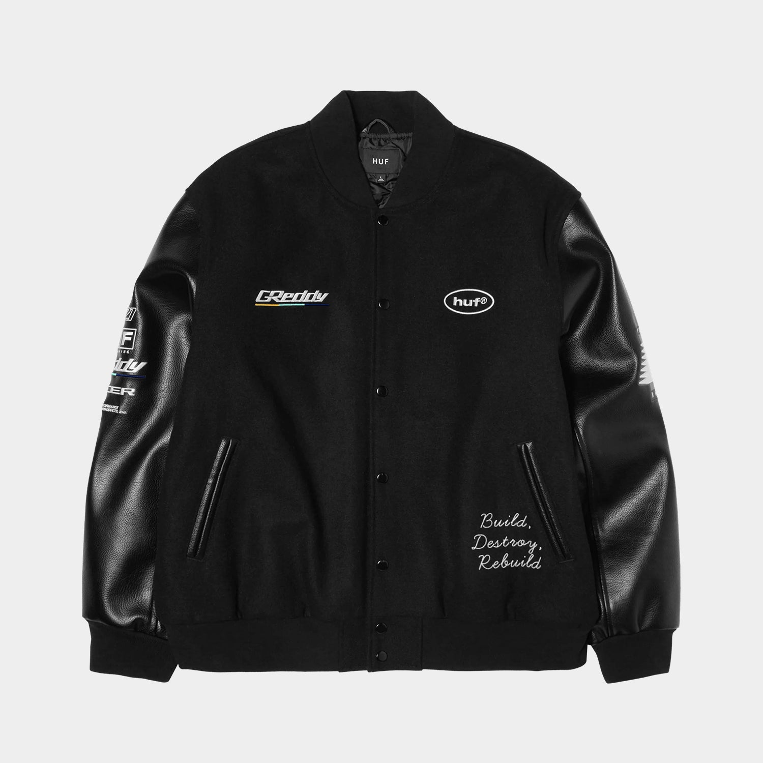 HUF (ハフ) Worldwide JP /JACKETS（ジャケット）/ HUF X GREDDY VARSITY JACKET商品 / BLACK