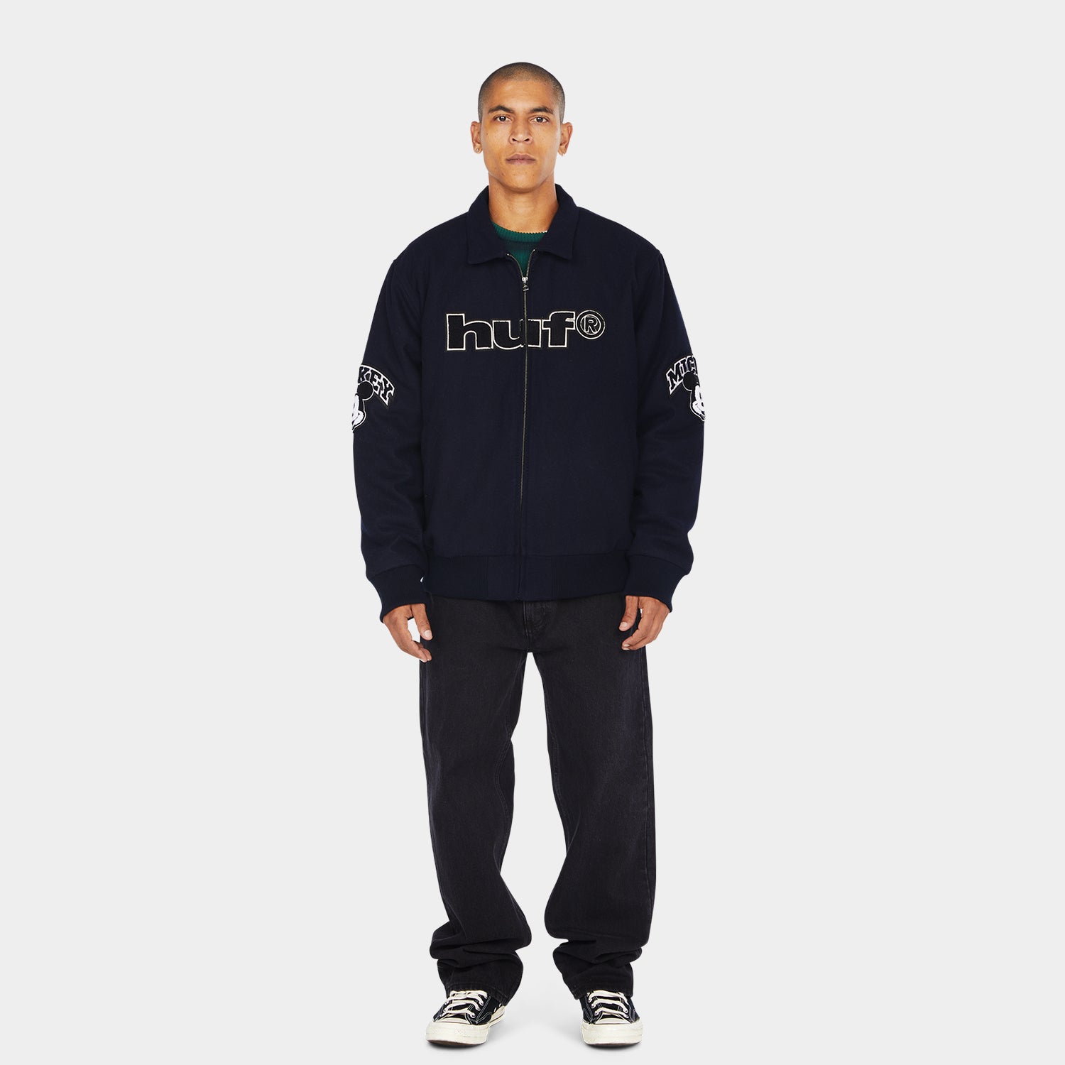 HUF (ハフ) Worldwide JP /JACKETS（ジャケット）/ DISNEY | HUF WORLDWIDE TOUR VARSITY JACKET商品 / NAVY