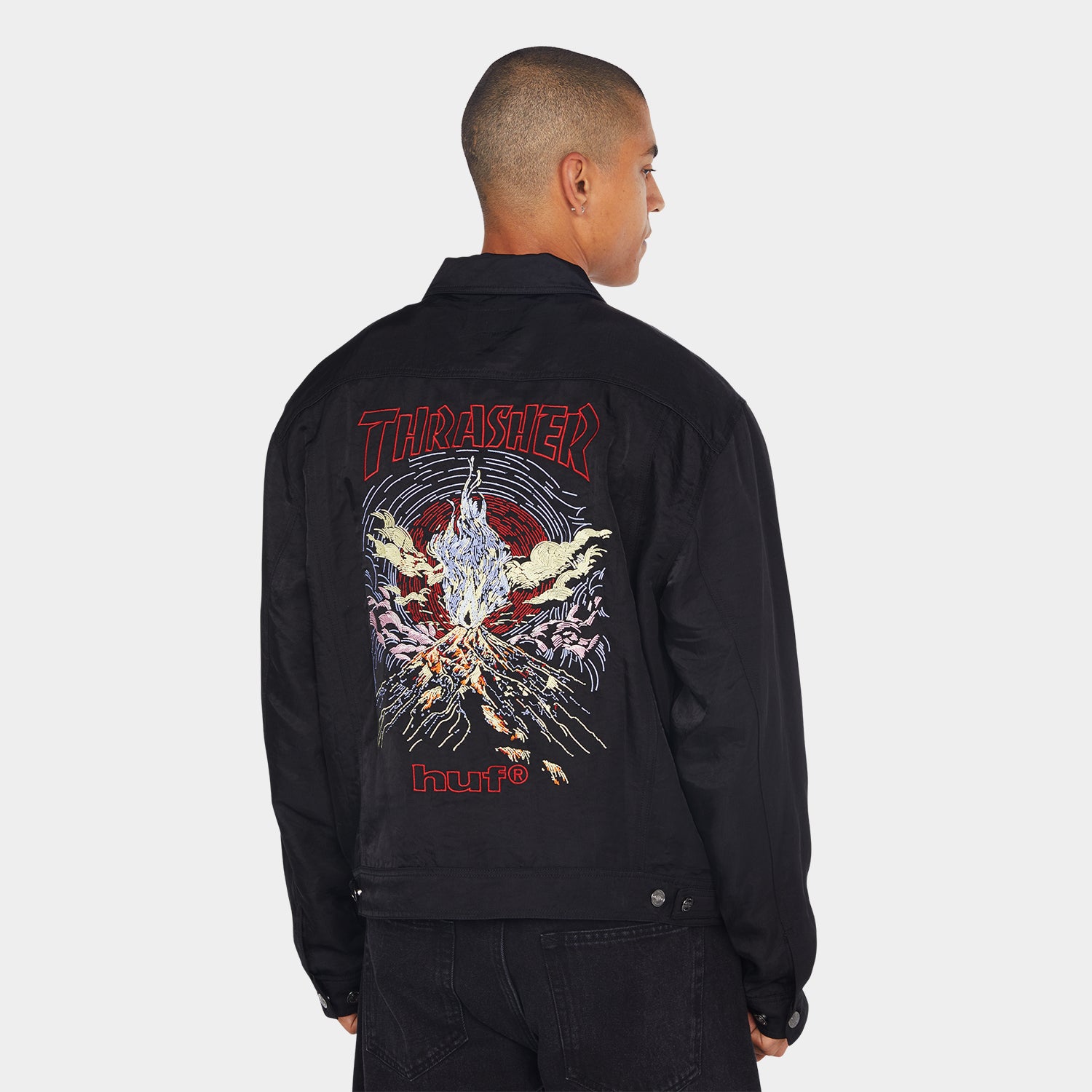 HUF (ハフ) Worldwide JP /JACKETS（ジャケット）/ HUF X THRASHER TRUCKER JACKET商品 / BLACK