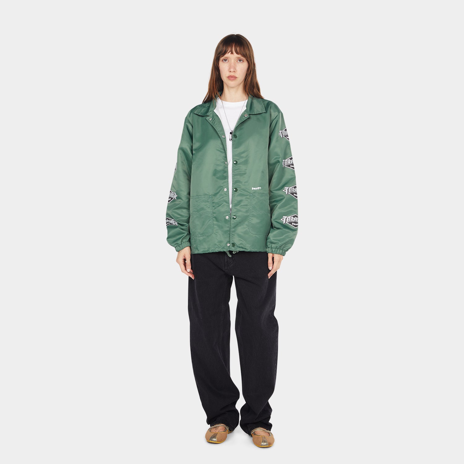 HUF (ハフ) Worldwide JP /JACKETS（ジャケット）/ HUF X THRASHER LOGO JACKET商品 / FOREST GREEN