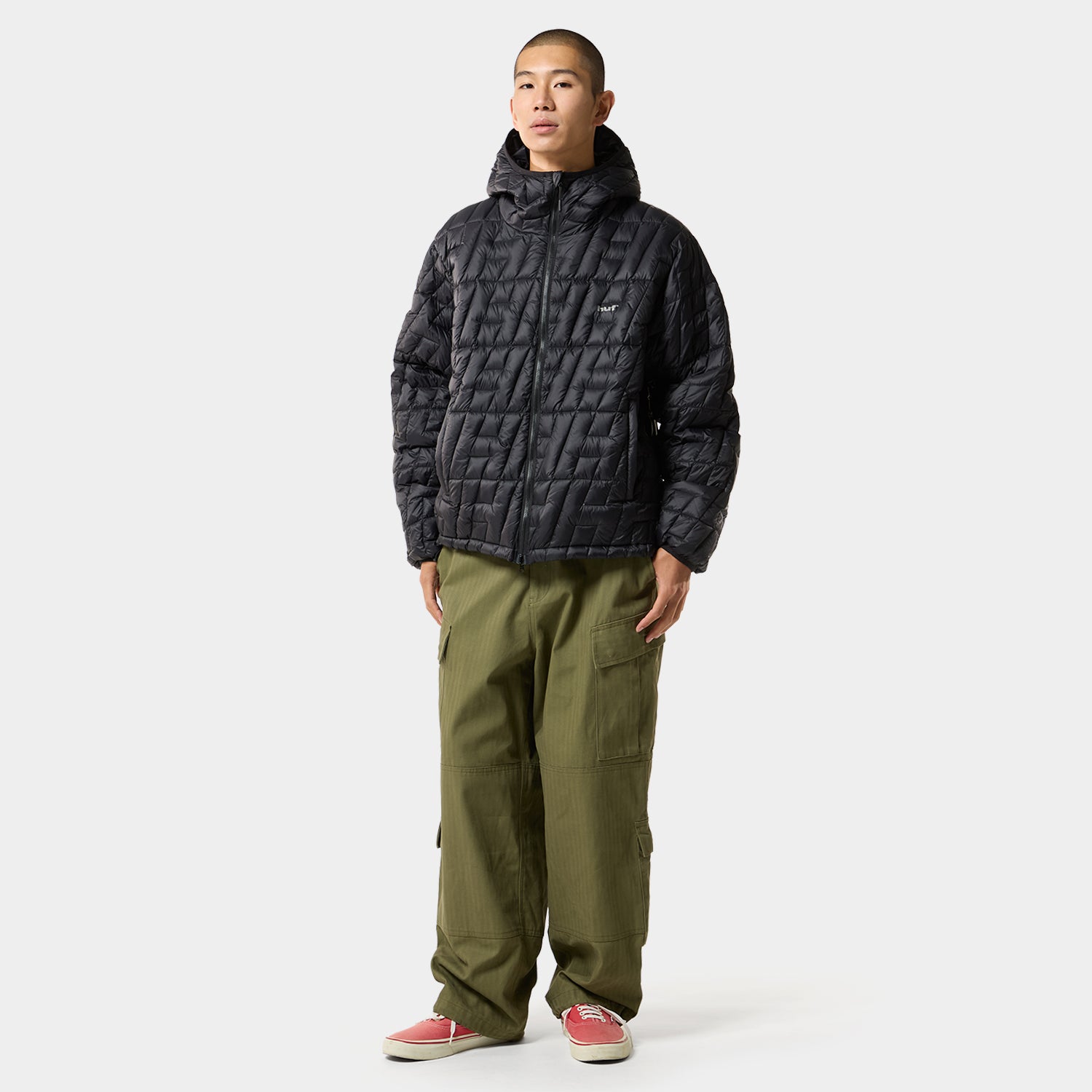 HUF (ハフ) Worldwide JP /JACKETS（ジャケット）/ HUF X TAION CASCADE PACKABLE HOODED DOWN JACKET商品 / BLACK