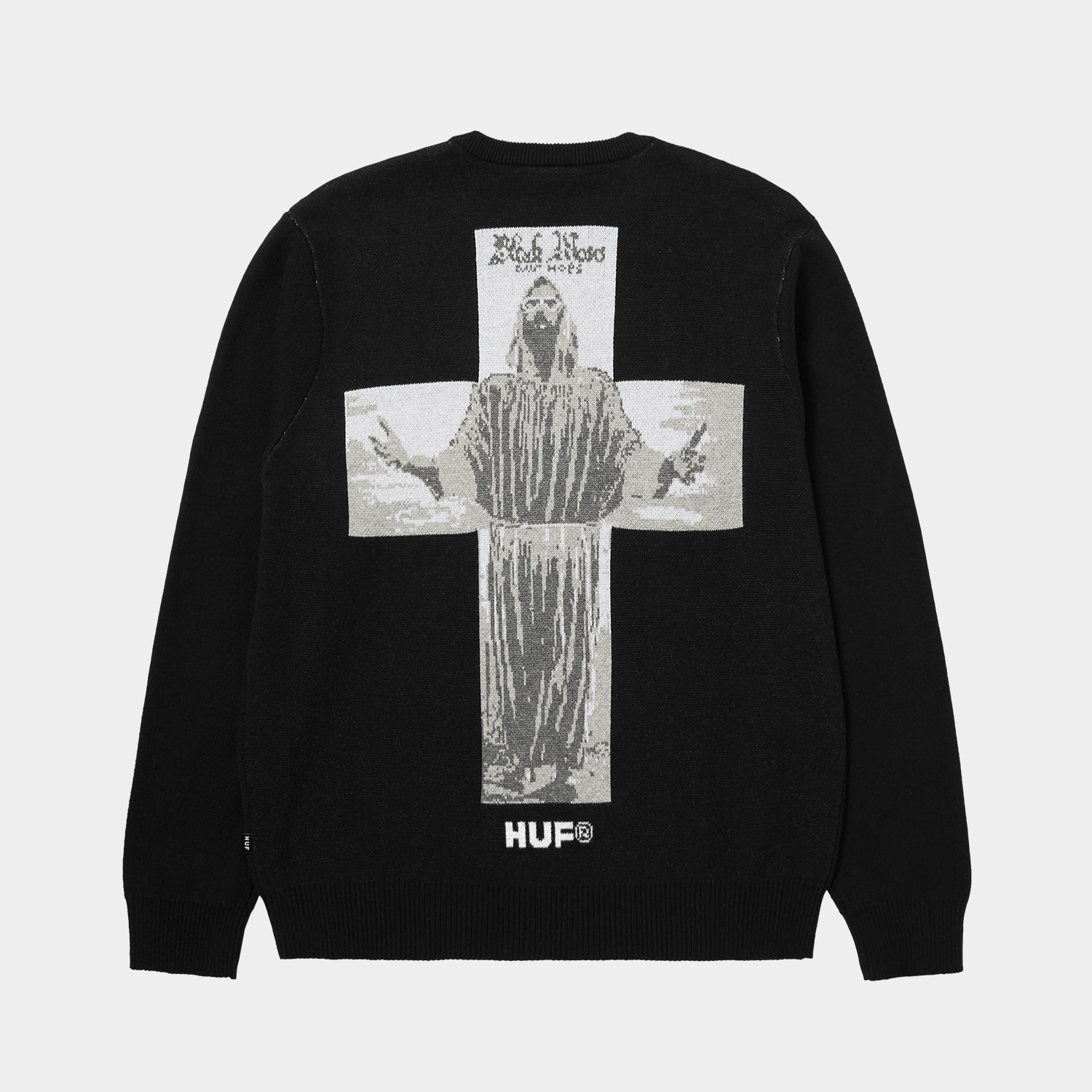 HUF (ハフ) Worldwide JP /TOPS & SHIRTS（トップス&シャツ）/ HUF X ISAAC HAYES BLACK MOSES KNIT SWEATER商品 / BLACK