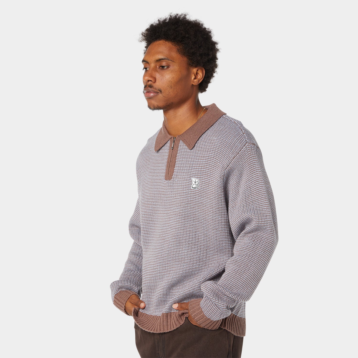 HUF (ハフ) Worldwide JP /KNITS & SWEATERS（ニット&セーター）/ MEGABLAST TWO TONE WAFFLE SWEATER商品 / WASHED BLUE/MOSS
