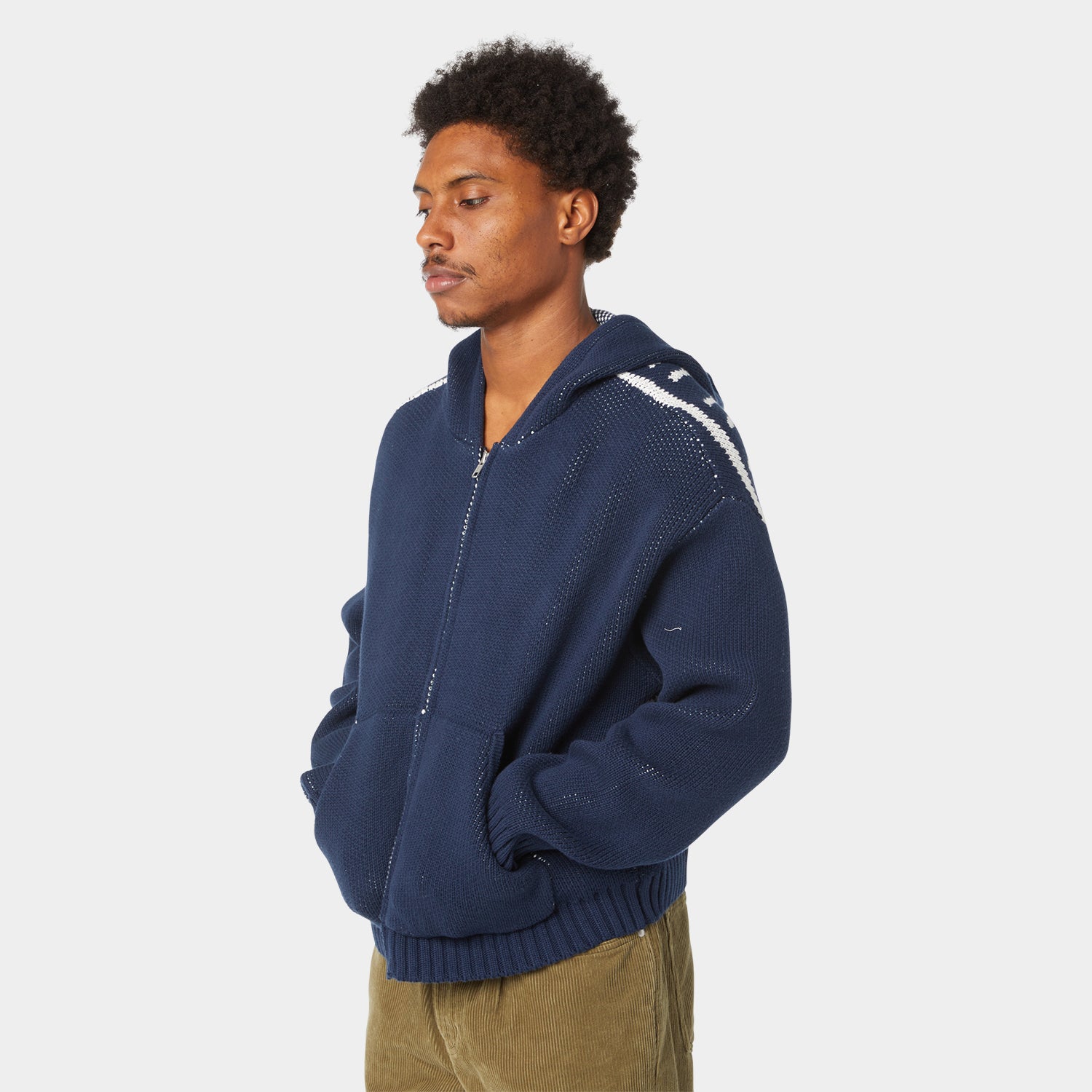 HUF (ハフ) Worldwide JP /KNITS & SWEATERS（ニット&セーター）/ TOKEN ZIP HOODED SWEATER商品 / NAVY