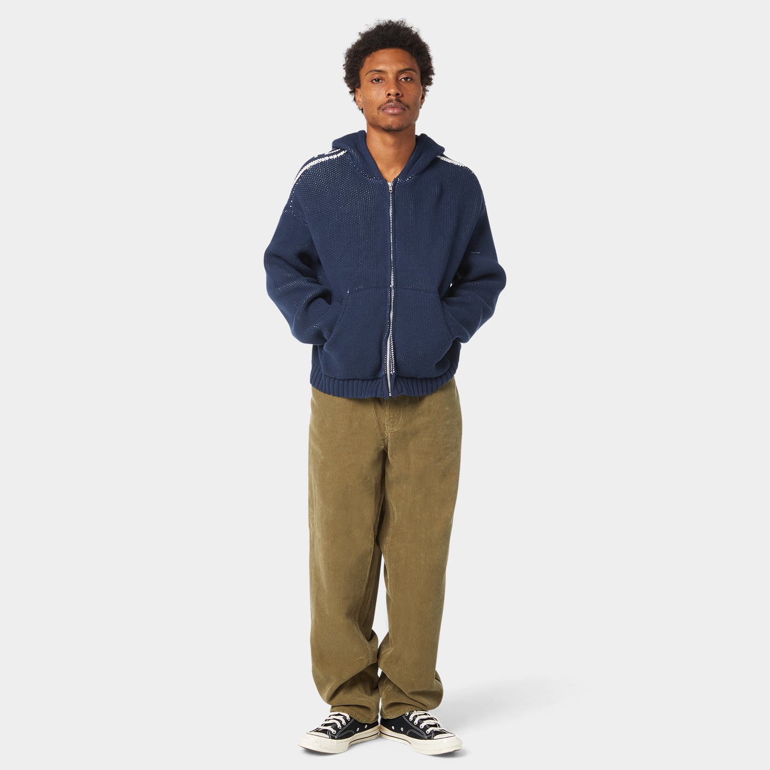 HUF (ハフ) Worldwide JP /KNITS & SWEATERS（ニット&セーター）/ TOKEN ZIP HOODED SWEATER商品 / NAVY