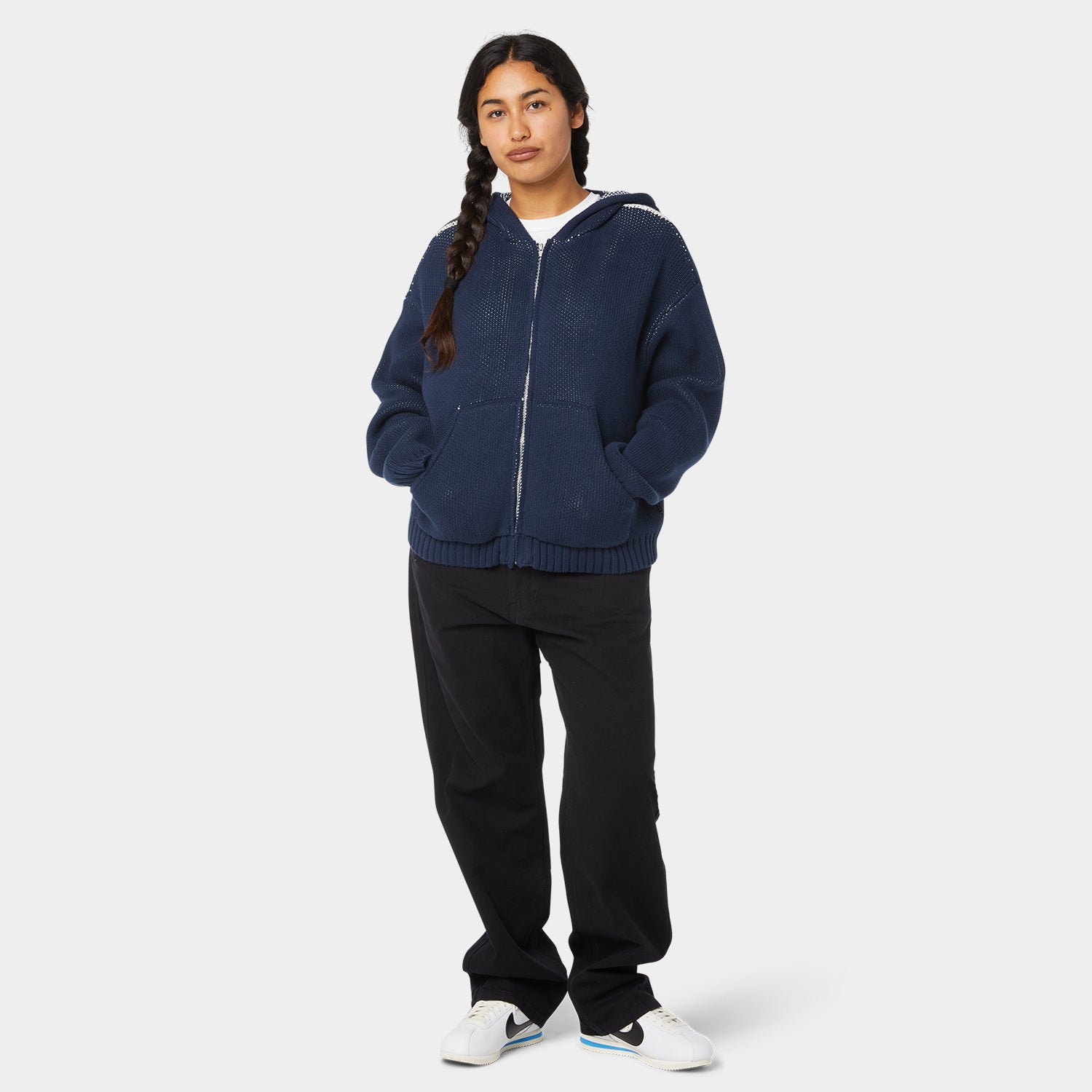 HUF (ハフ) Worldwide JP /KNITS & SWEATERS（ニット&セーター）/ TOKEN ZIP HOODED SWEATER商品 / NAVY