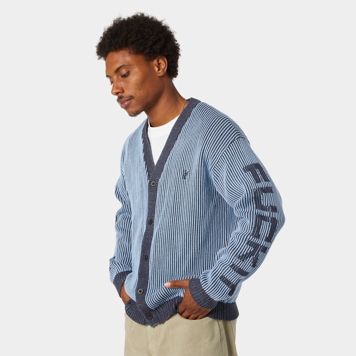 HUF (ハフ) Worldwide JP /KNITS & SWEATERS（ニット&セーター）/ REPEATER CARDIGAN商品 / WASHED BLUE